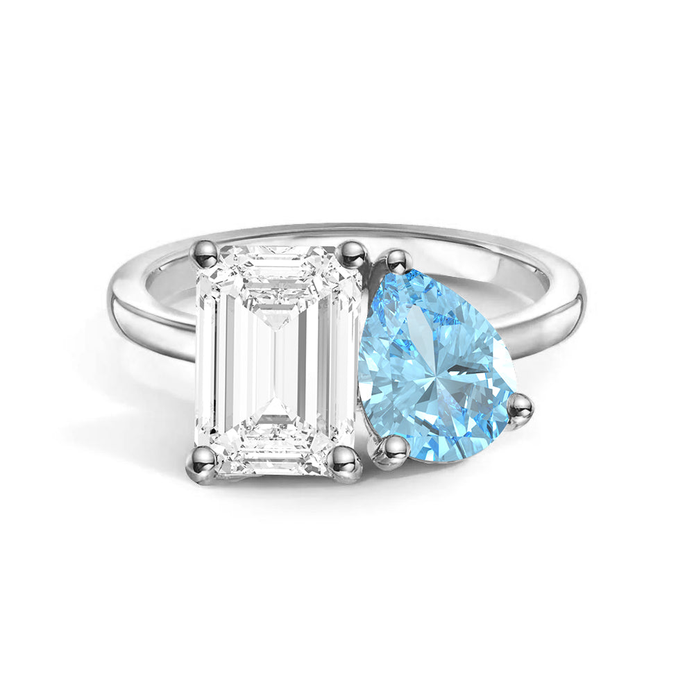 Personalized Toi et Moi Moissanite Birthstone Ring - Custom Anniversary Gift for Couples, Engagements & Romantic Occasions