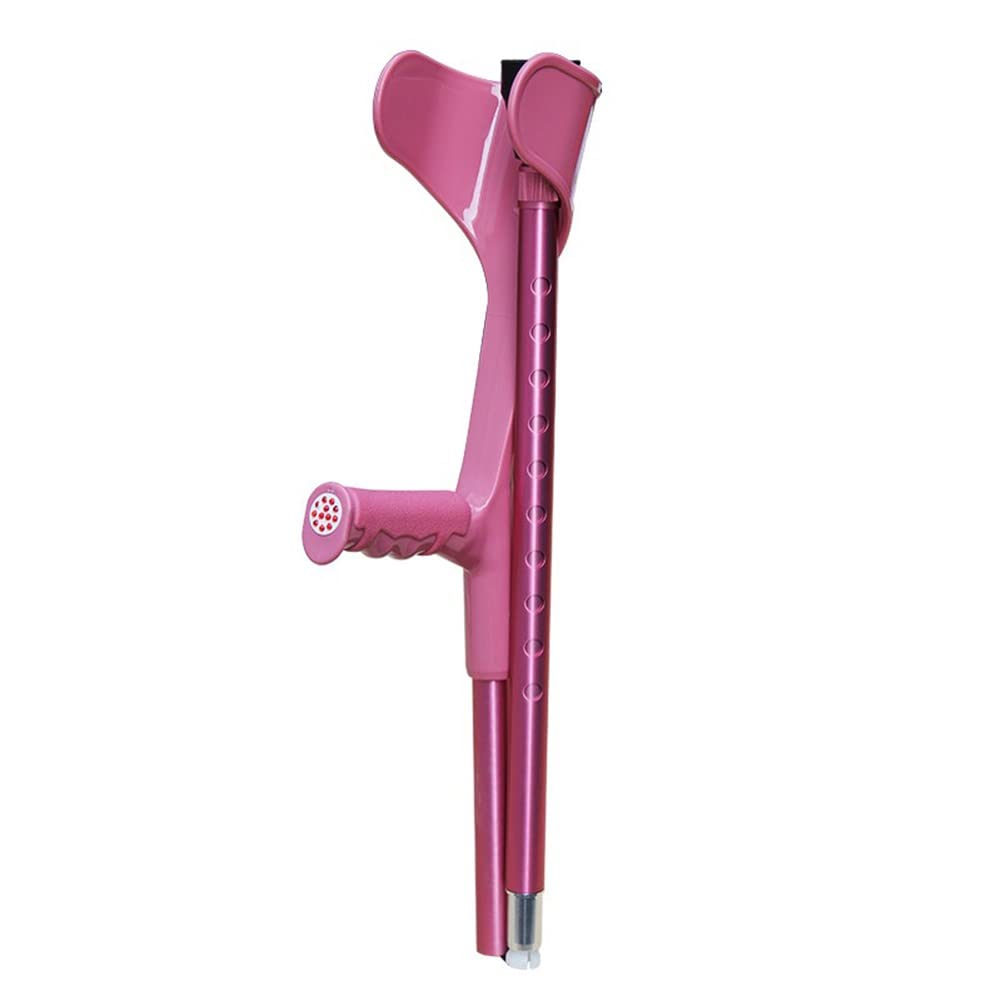 Premium Adjustable Folding Forearm Crutches (2-Pack) - Lightweight Aluminum Open Cuff Crutches for Adults & Youth (150-196cm Height) - Ideal for Mobility Support, Injury Recovery & Daily Use (Pink)