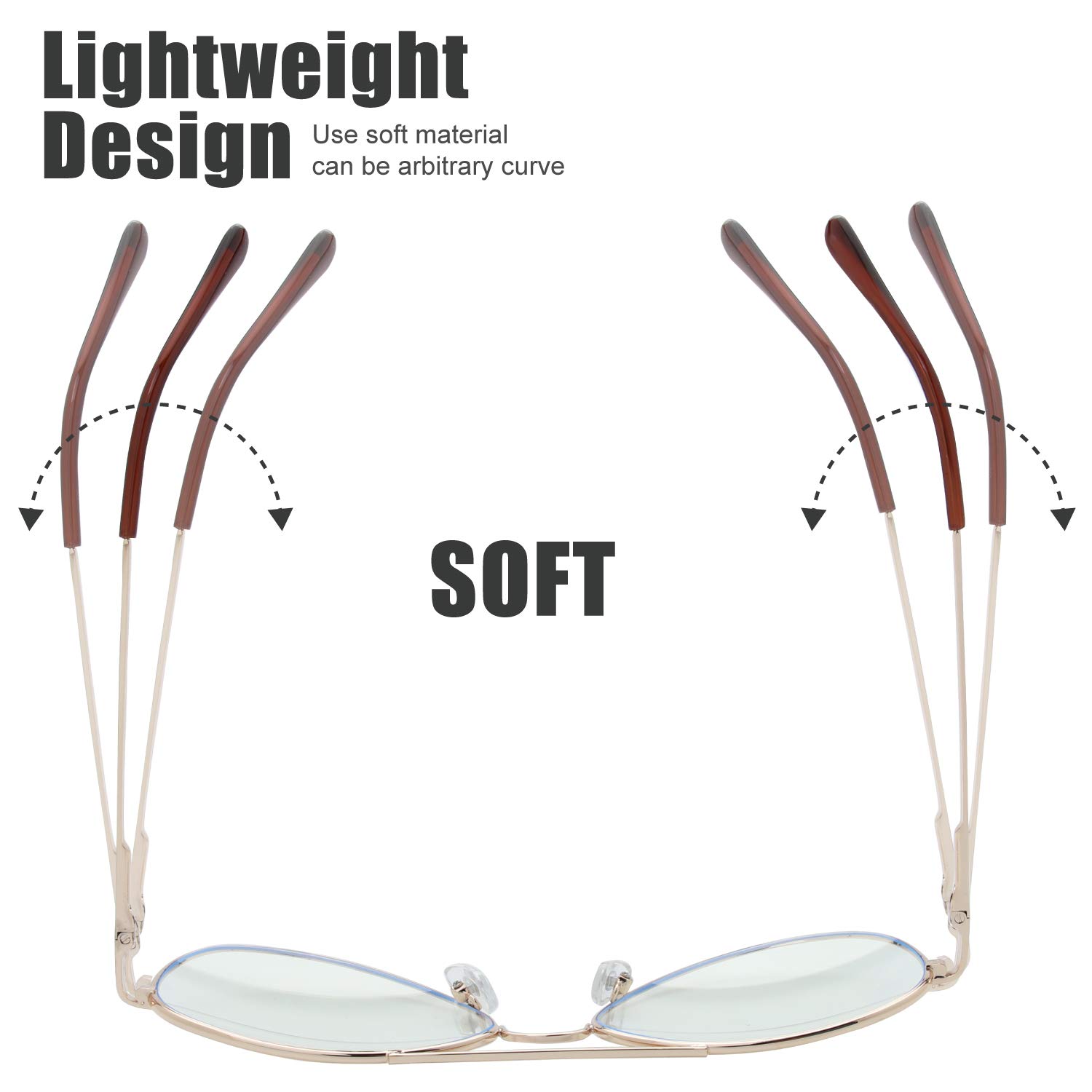 Anti Blue Light Glasses for Computer & Gaming - Aviator Frame Blue Light Blocking Glasses for Men, Women & Teens - Reduce Eye Strain & Improve Sleep - Perfect for Office, Gaming & Nighttime Screen Use (BAV301 Gold)