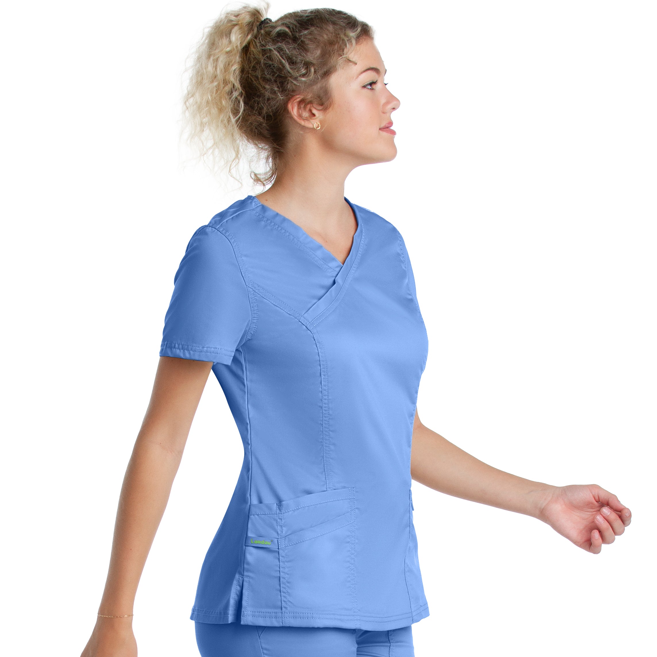 Women's 3-Pocket Mock Wrap Scrub Top - Comfortable Nursing & Medical Uniform for Healthcare Workers | Perfect for Hospitals, Clinics & Daily Workwear | TSS Outlet