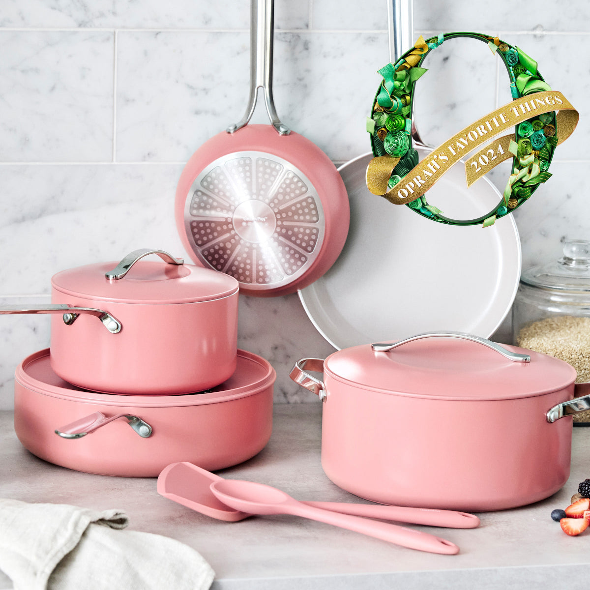 Nova Ceramic Nonstick 10-Piece Cookware Set - Coral Red | PFOA-Free Non-Stick Coating, Oven & Dishwasher Safe | Perfect for Frying, Sauteing & Everyday Cooking