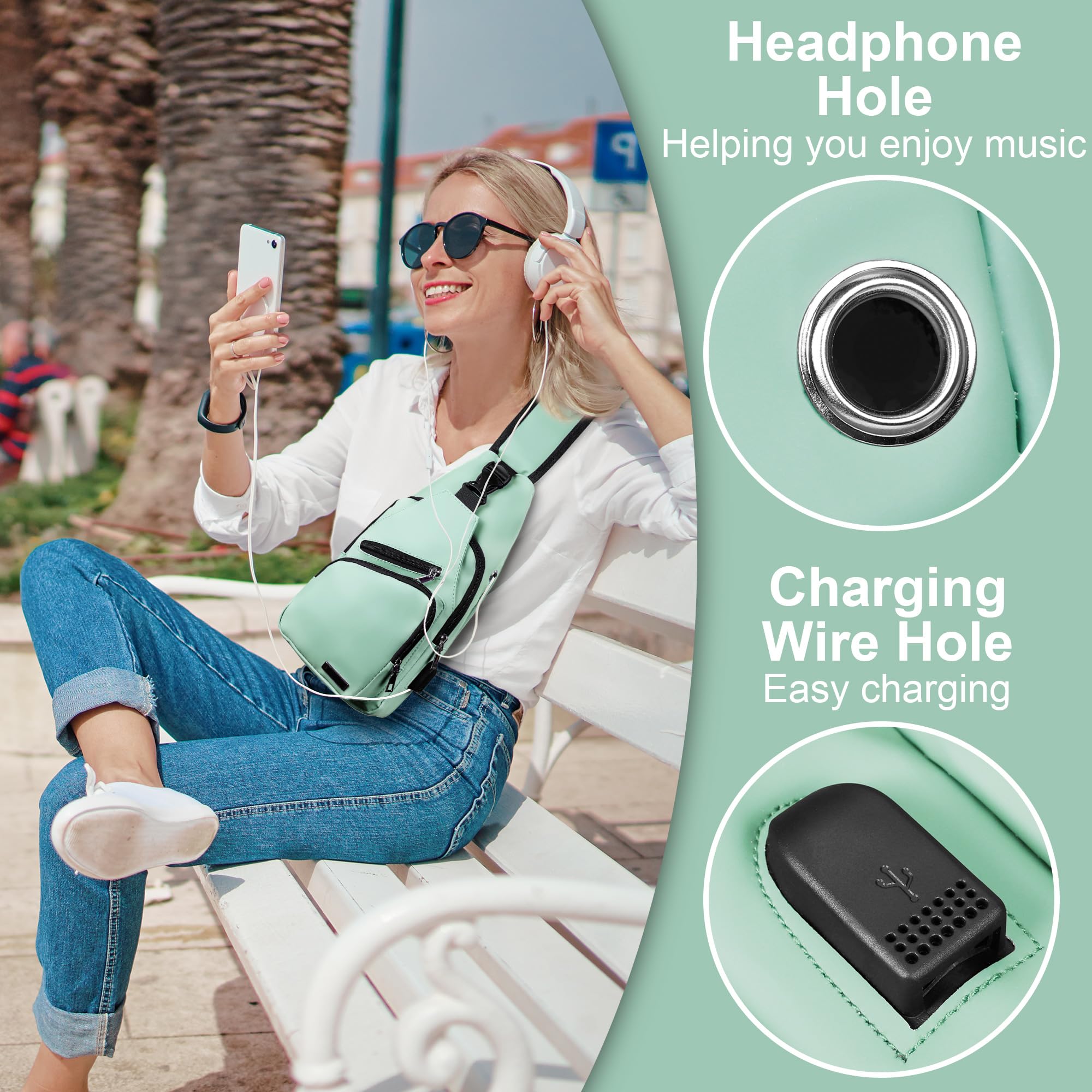 Stylish Unisex Crossbody Sling Bag with USB Charging Port - Perfect for Walking, Hiking, Travel & Daily Commute