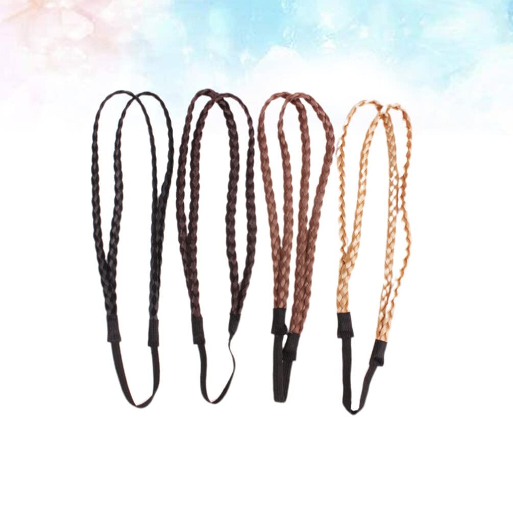 Mobestech 4pcs Braided Headbands for Women & Girls - Double Weaving Knot Hair Ties, Elastic Hair Bands, Plaited Head Wrap - Perfect for Workouts, Yoga, Running, and Everyday Styling