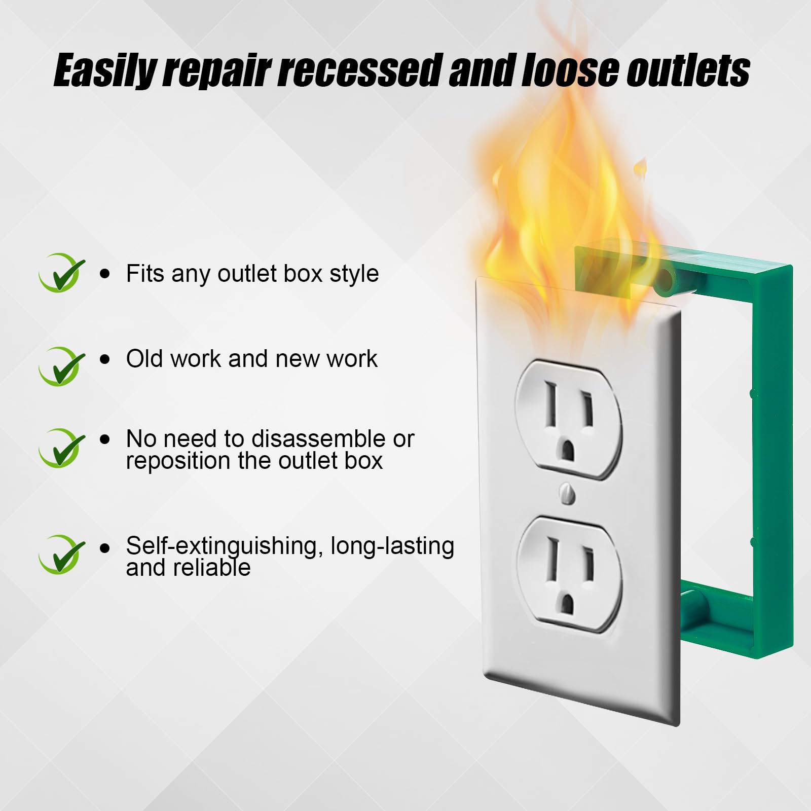 4pcs 1/2 Inch Electrical Outlet Box Extender - Single Gang Receptacle Extender for Wall Socket & Switch Boxes (Green) - Perfect for Home Renovation & DIY Electrical Projects