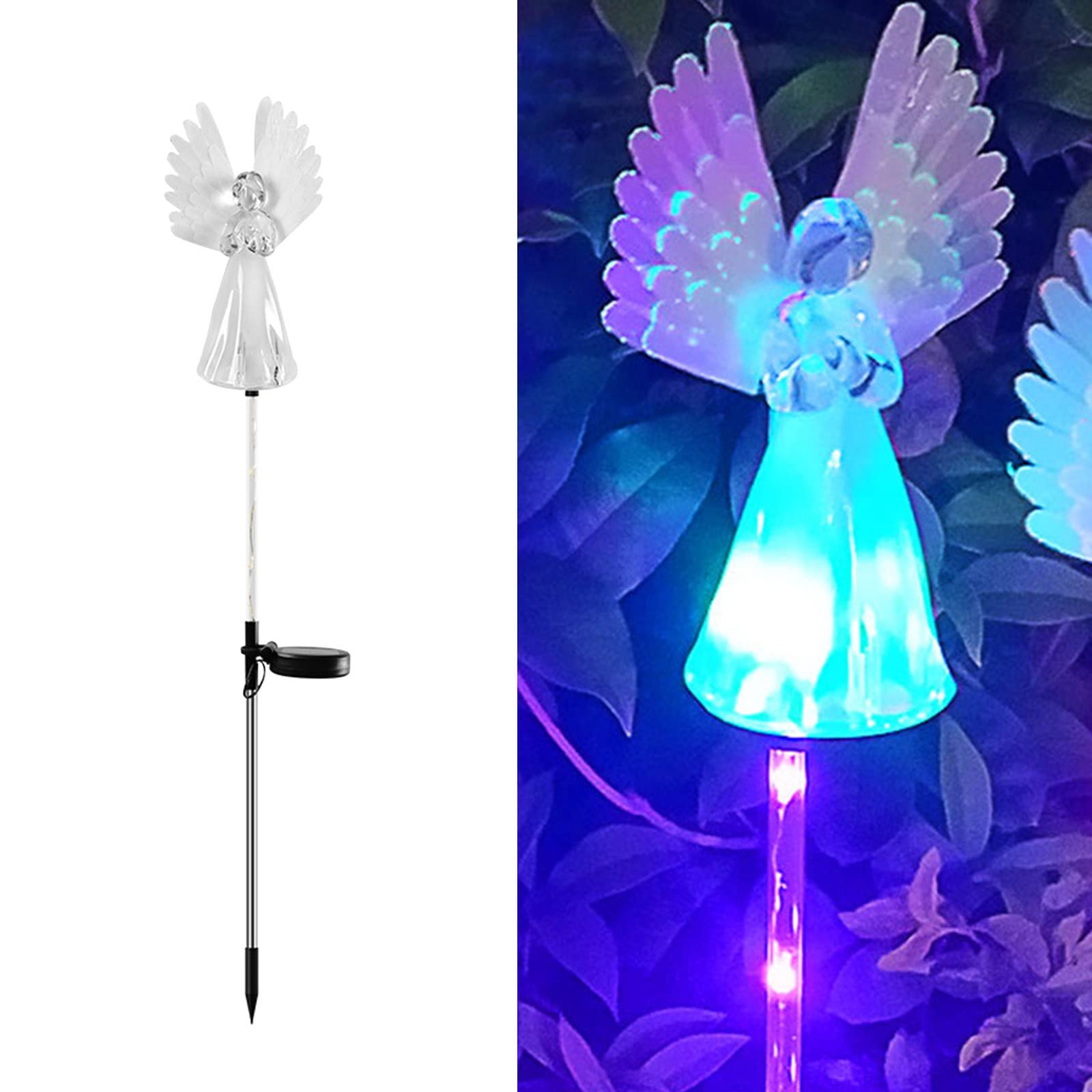 2PC Solar Angel Floor Lamp Outdoor - Waterproof Eternal Angel Stake LED Garden Light for Villa, Courtyard, Yard, Patio Decor - Perfect for Romantic Nights & Landscape Lighting