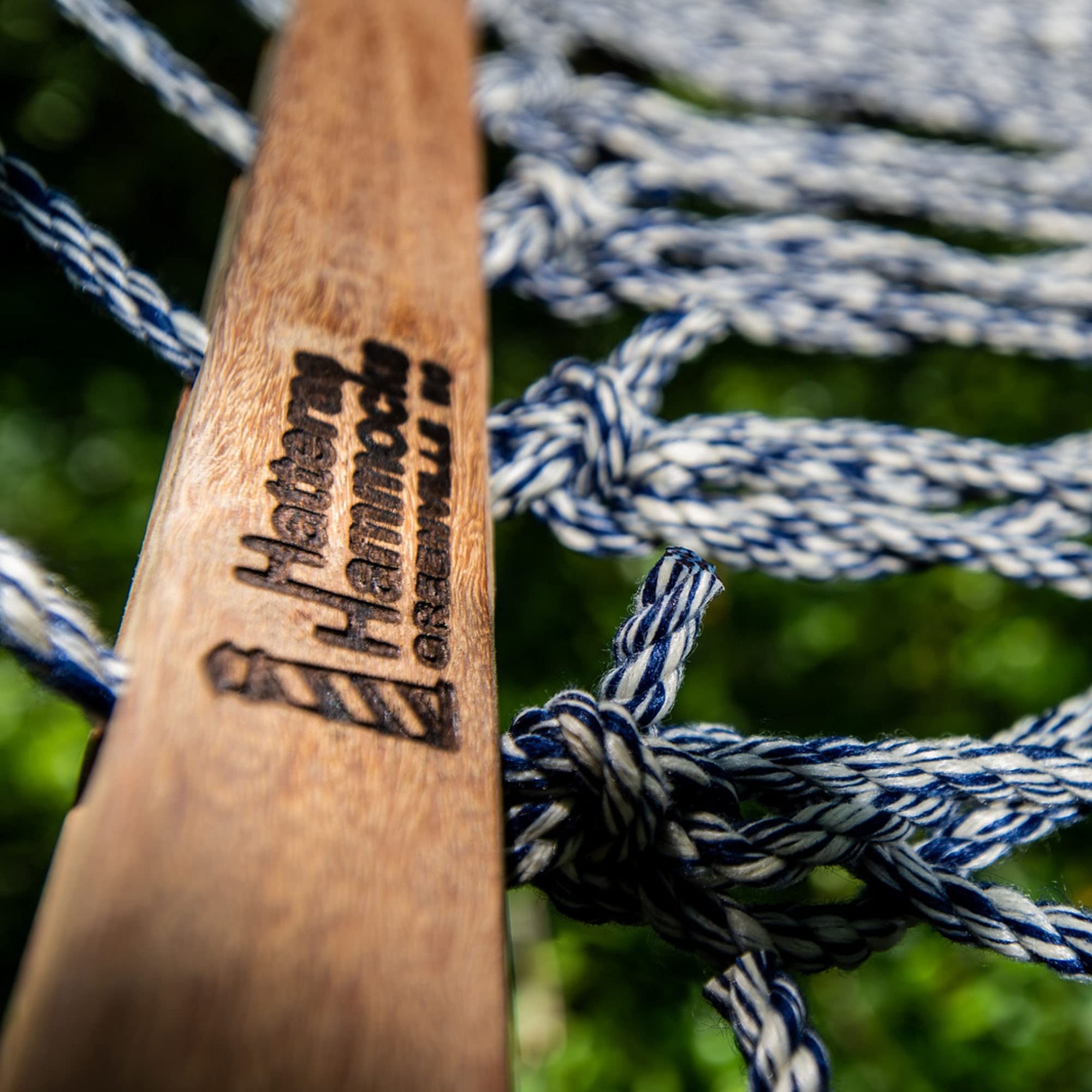 Premium Handwoven Hatteras Hammocks - 13 ft. x 60 in Navy Oatmeal Heirloom Tweed Duracord Rope Hammock with Free Extension Chains & Tree Hooks, 450 LB Weight Capacity - Perfect for Backyard, Patio, Beach & Camping - Made in USA