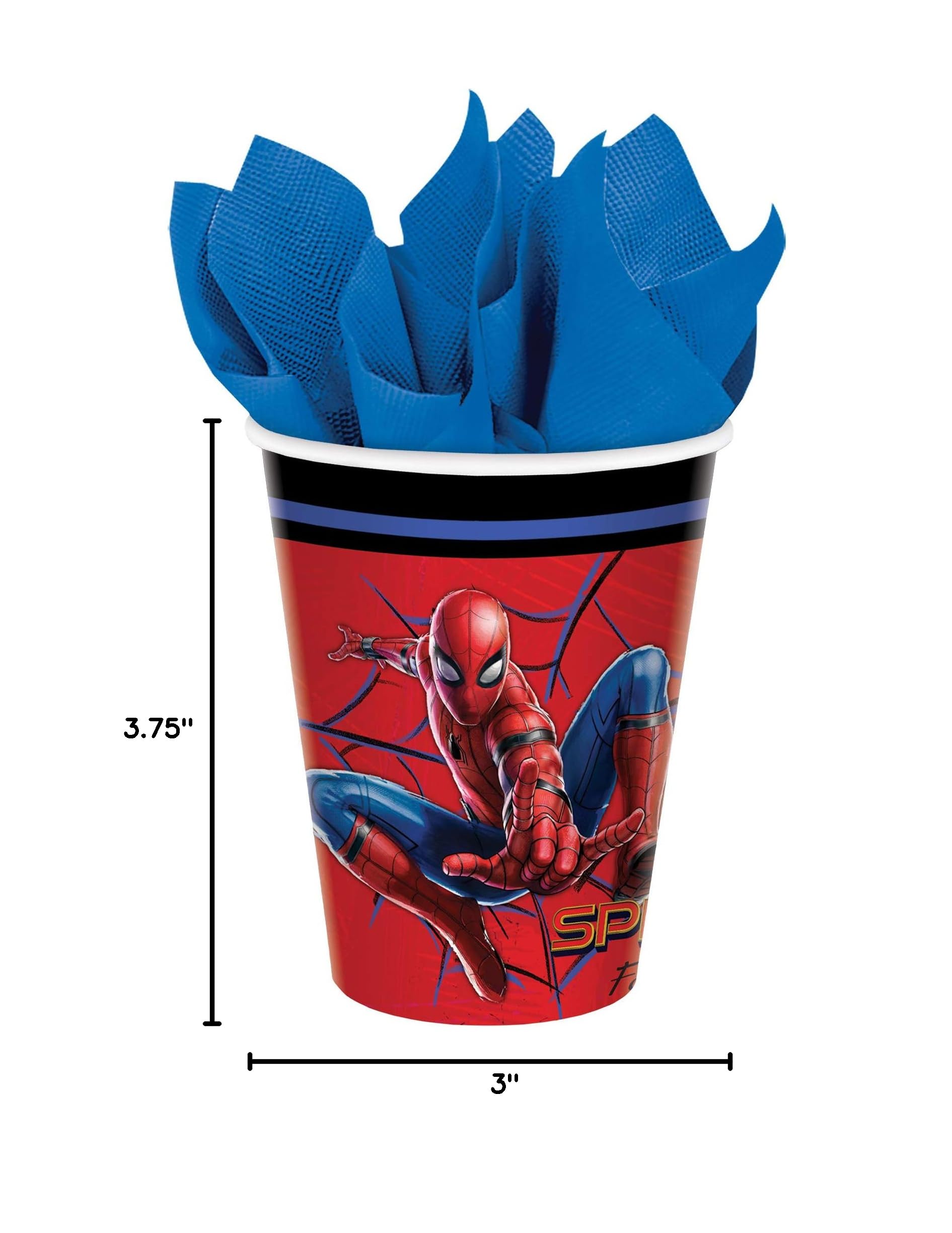 Spider-Man: Far From Home 9oz Party Paper Cups (8 Count) - Superhero Themed Disposable Cups for Birthday Parties, Movie Nights & Kids Events