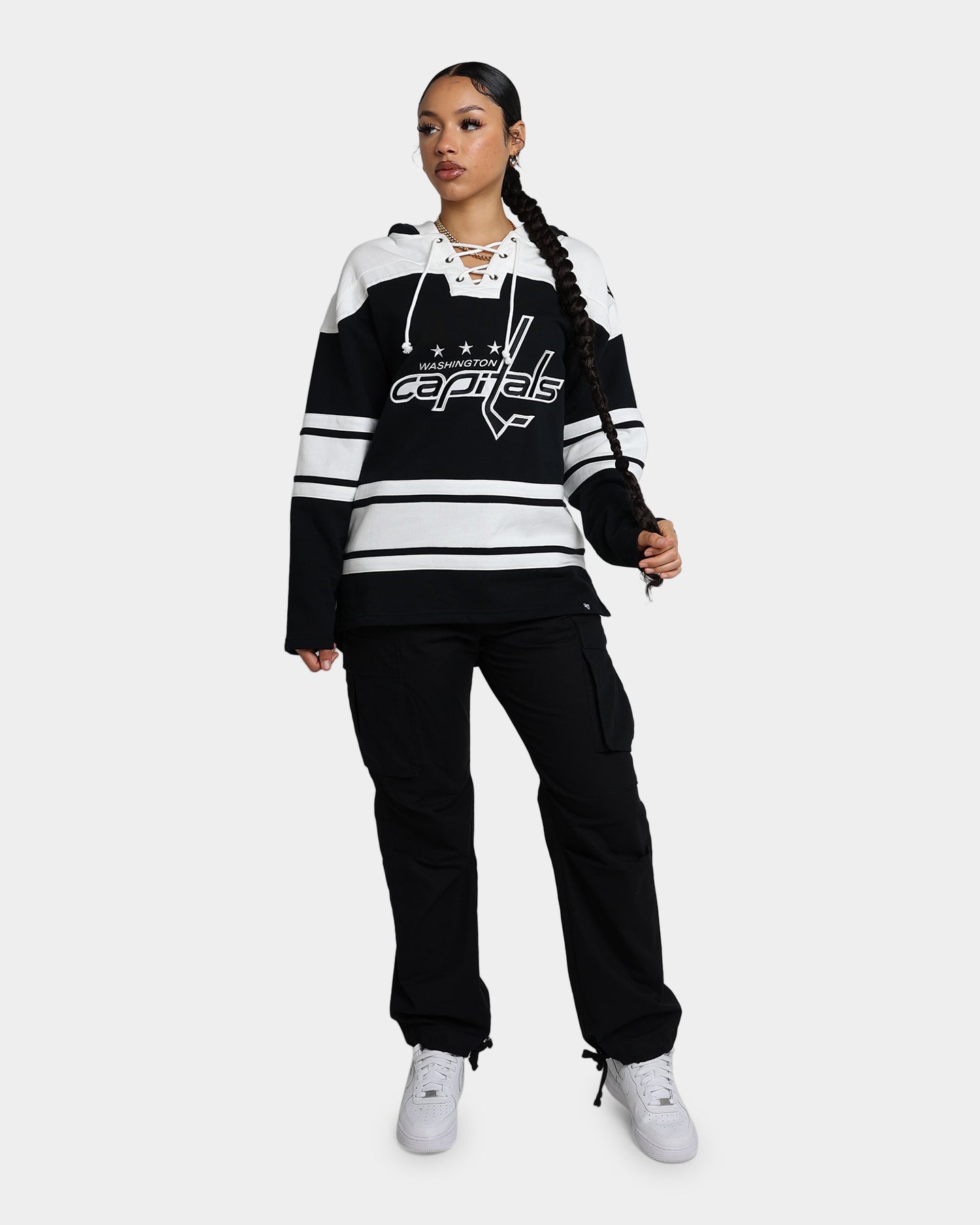Washington Capitals Superior Lacer Hoodie by 47 Brand - Jet Black - Perfect for Game Day, Casual Wear & Sports Fan Apparel
