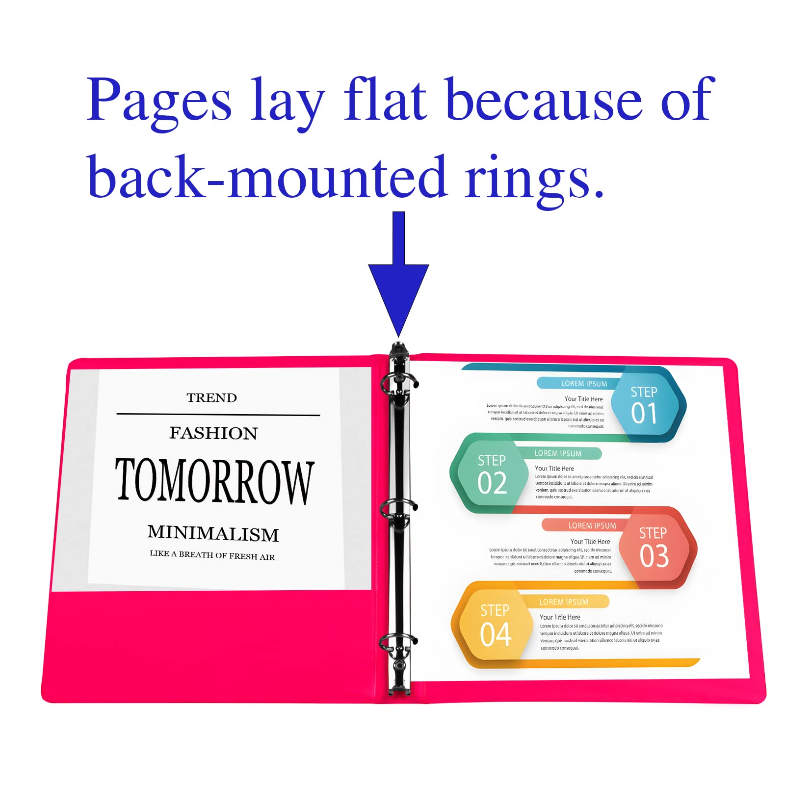 3 Ring Binders 1.5 Inch - Customizable Clear View Round Ring Binders for School, Home & Office - 4 Pack (Pink, Blue, Gray, Orange) - Perfect for Organizing Documents, Presentations & School Projects