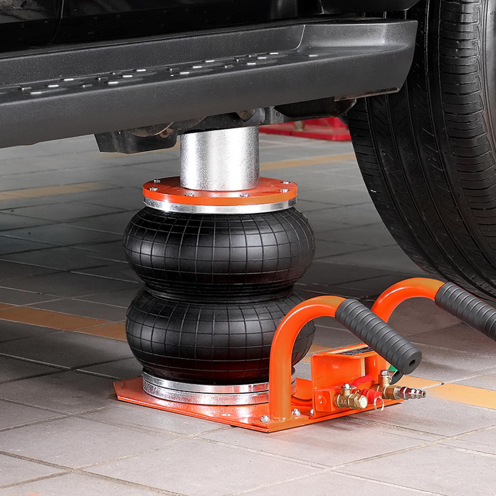 VEVOR 3 Ton/6600 lbs Air Jack for Car Repair - Heavy Duty Two Bag Pneumatic Lift with 6 Steel Tubes, Thick Rubber Pad & Heightened Column (Lifts up to 14.3