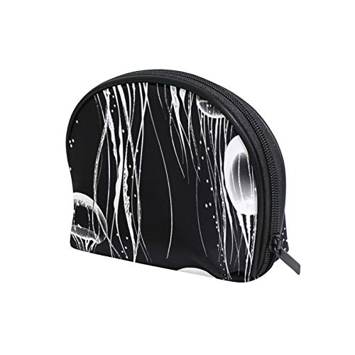 Glowing White Octopus Seamless Makeup Bag for Black Women - Shell Shaped Cosmetic Organizer with Zipper, Portable Toiletry Case for Travel, Train & Daily Use | Perfect for Makeup Storage, Coin Purse & Travel Essentials