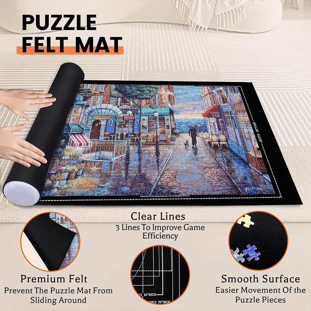 Premium MEISHANG Jigsaw Puzzle Mat - 2000 Piece Felt Puzzle Roll Up Mat for Adults & Kids - Non-Slip Puzzle Board with Storage Bag - Perfect for Family Game Nights, Birthday Gifts & Home Decor