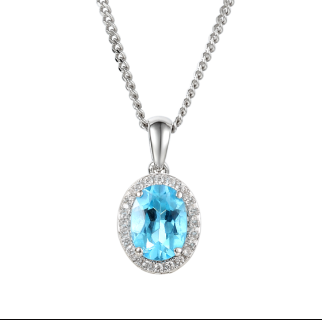 Regal Blue Halo Pendant Necklace – Elegant Jewelry for Women, Perfect for Weddings, Parties & Special Occasions
