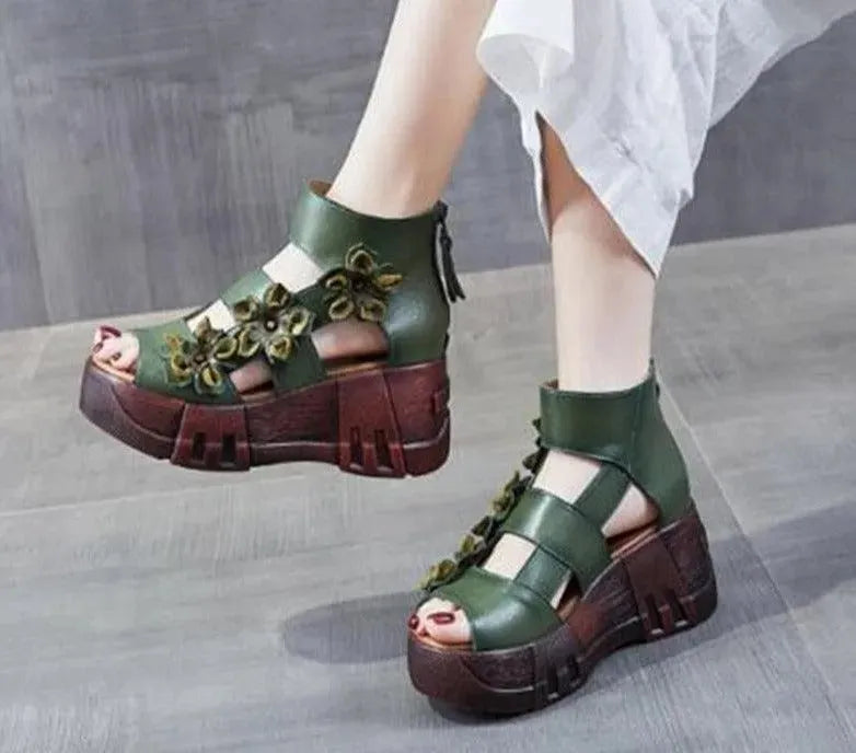 Stylish Floral Wedge Sandals for Women - Comfortable Summer Beach Wedding Shoes with Non-Slip Sole | Perfect for Outdoor Parties, Vacations, and Casual Wear