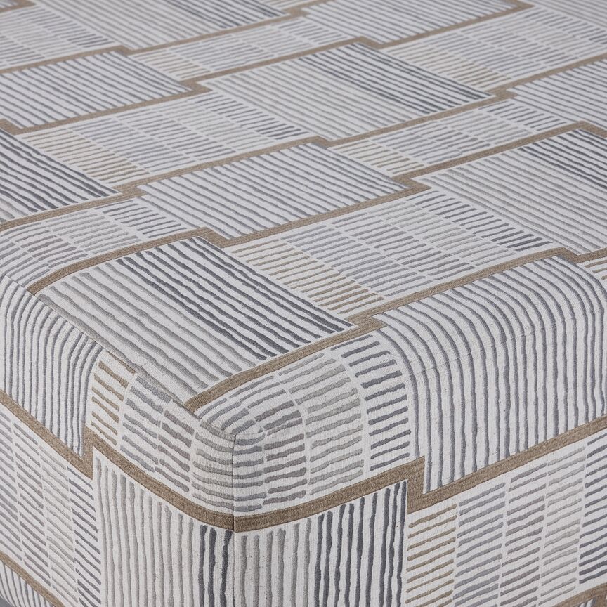 Brahm Cocktail Ottoman with Epsilon Flax Fabric - Stylish and Comfortable Footrest for Living Room, Lounge, or Bedroom Decor
