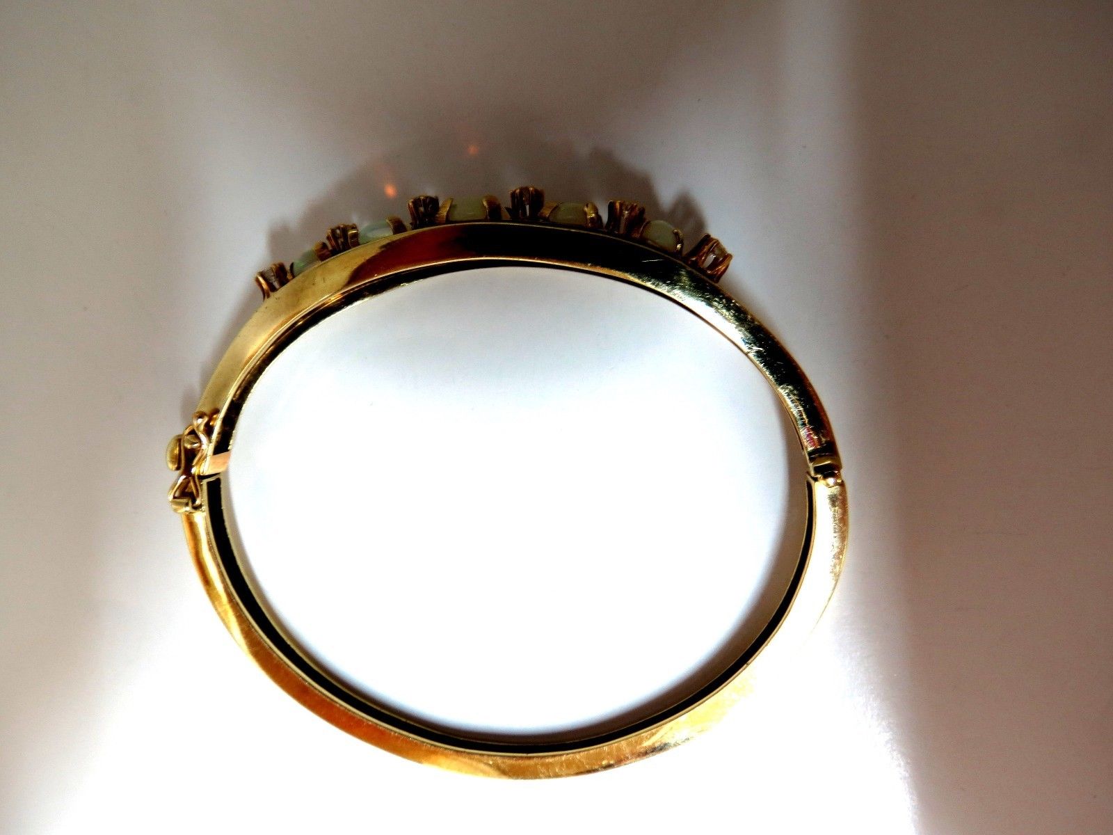 6.60ct Natural Australian Opal Diamond Bangle Cocktail Bracelet - 14K Gold Vintage Jewelry for Women, Elegant Gift for Anniversary, Wedding & Special Occasions