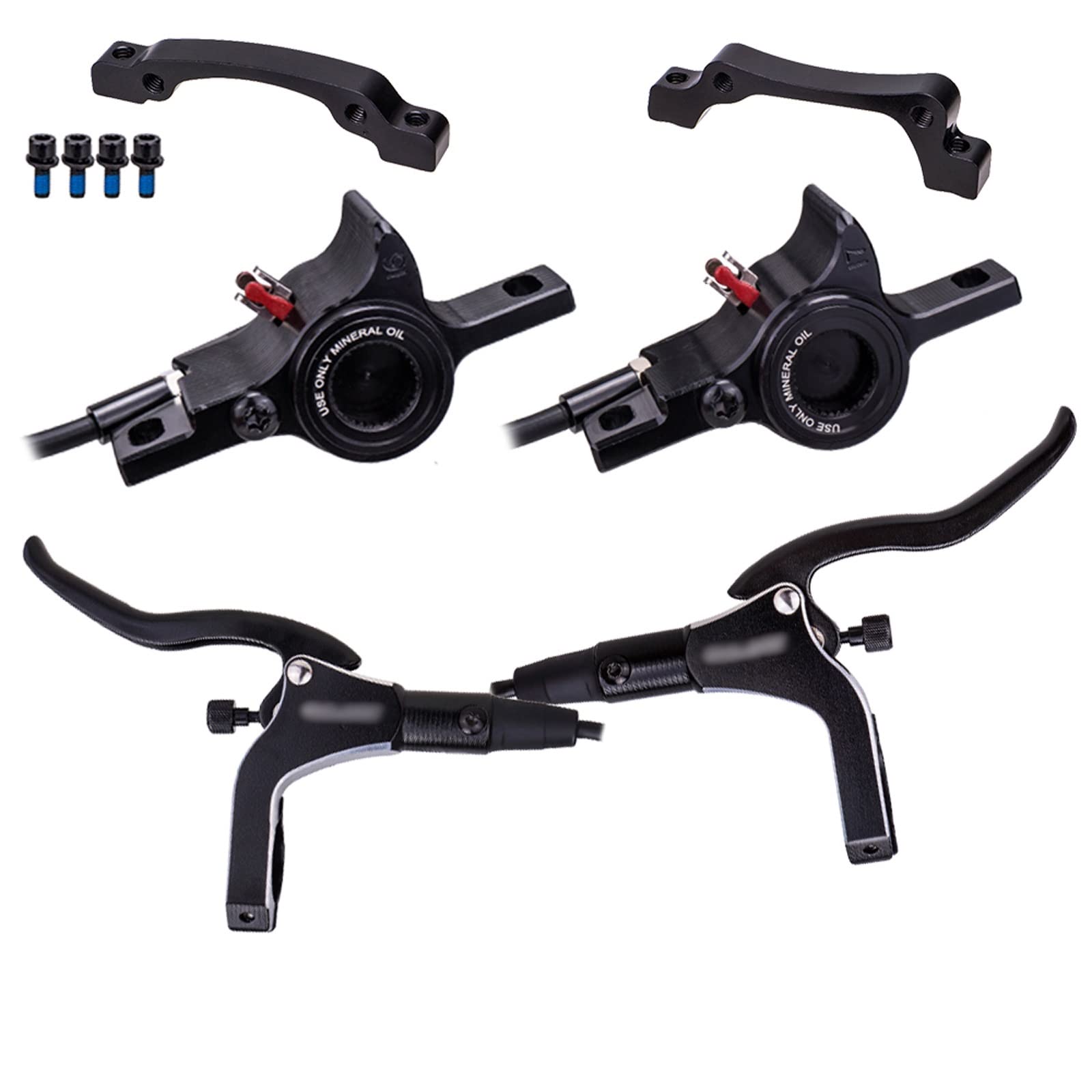 Premium Dual Piston Hydraulic Disc Brake Set for MTB & Road Bikes - CNC Machined Caliper with Rotor - Mineral Oil Cycling Brakes for Mountain & Commuter Bikes - Perfect for Trail Riding, Downhill & Urban Cycling