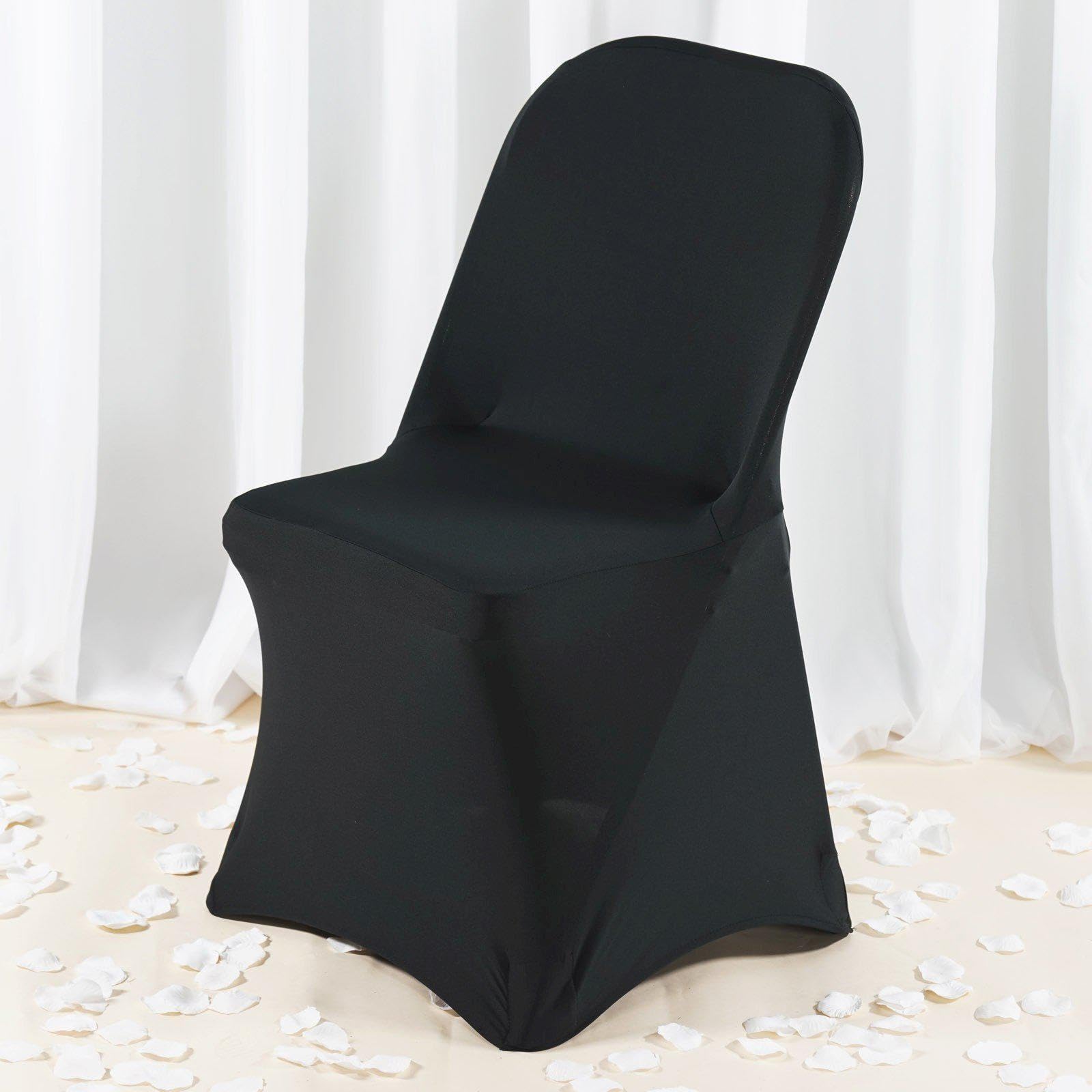 Efavormart 40-Pack Premium Black Spandex Stretch Folding Chair Covers - Elastic Fitted Seat Covers for Weddings, Parties, Events & Home Decor