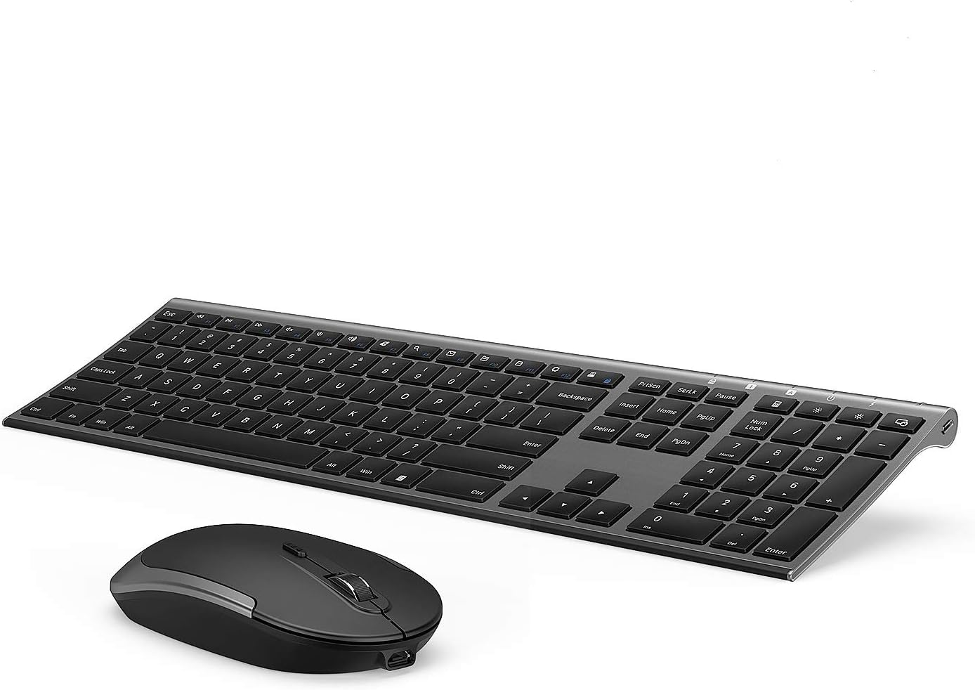 Vssoplor Wireless Keyboard and Mouse Combo - Rechargeable, Quiet Full-Size Keyboard with Ultra Slim Design for PC, Laptop, Desktop - Dark Gray | Perfect for Office, Home & Gaming Use