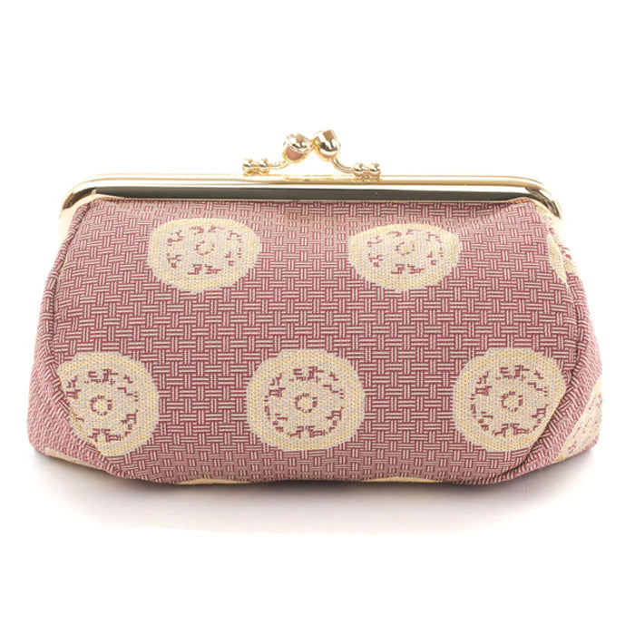 Nishijin Woven Small Wheel-Shaped Treasure Pouch - Purple | Handmade in Kyoto Japan | Cosmetic & Makeup Bag, Japanese Gamaguchi Pouch | Perfect for Travel Toiletry, Stationery Organization & Bag Organizer | Elegant Gift for Women