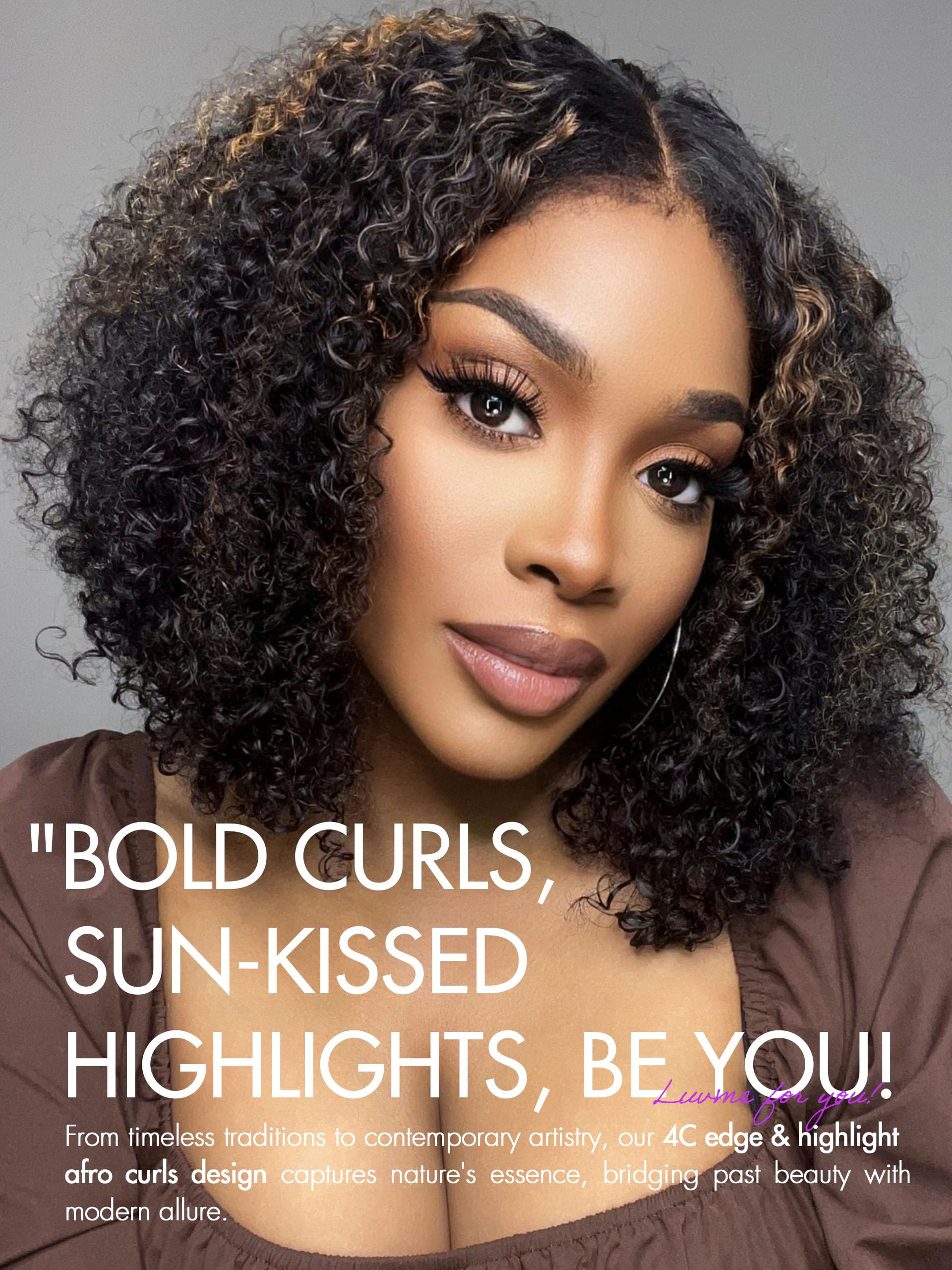 LUVME HAIR 12 Inch 4C Kinky Curly Human Hair Wig with HD Lace 5x5 Glueless Closure | Pre-Plucked Middle Part Short Afro Curl Wig for Black Women | Perfect for Daily Wear, Cosplay & Protective Styling