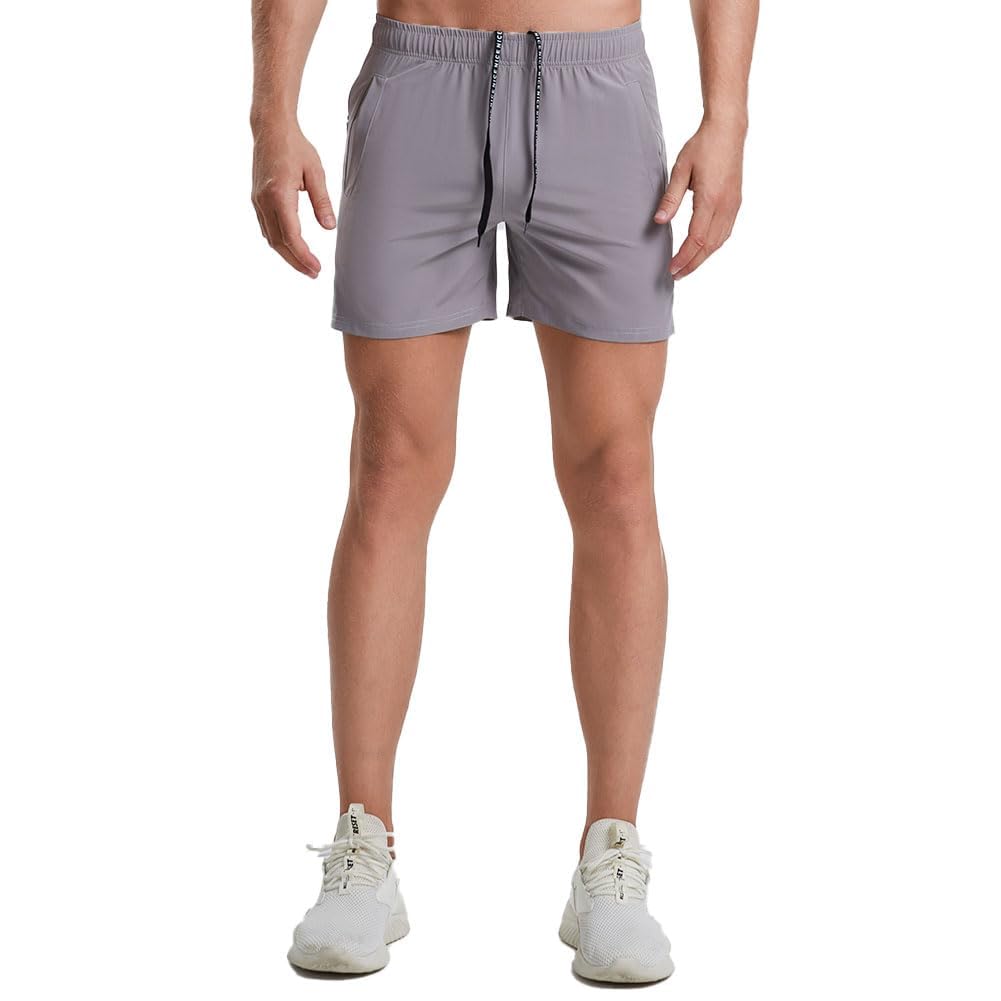 **A WATERWANG 2 Pack Men's 5-Inch Quick Dry Workout Shorts - Lightweight Gym & Running Shorts with Pockets for Training, Jogging & Active Lifestyle**
