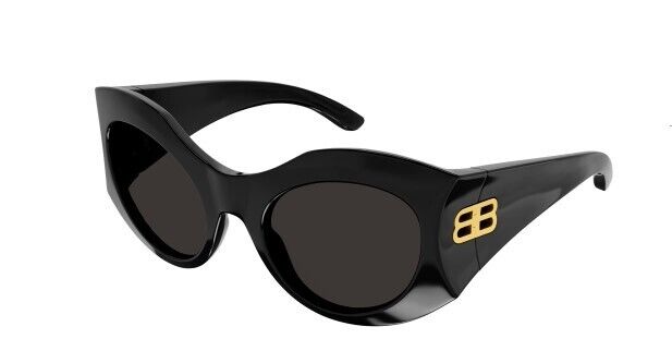 Balenciaga BB0256S 001 Black/Grey Cat Eye Sunglasses for Women - Fashion UV Protection Shades for Driving, Beach & Outdoor Activities
