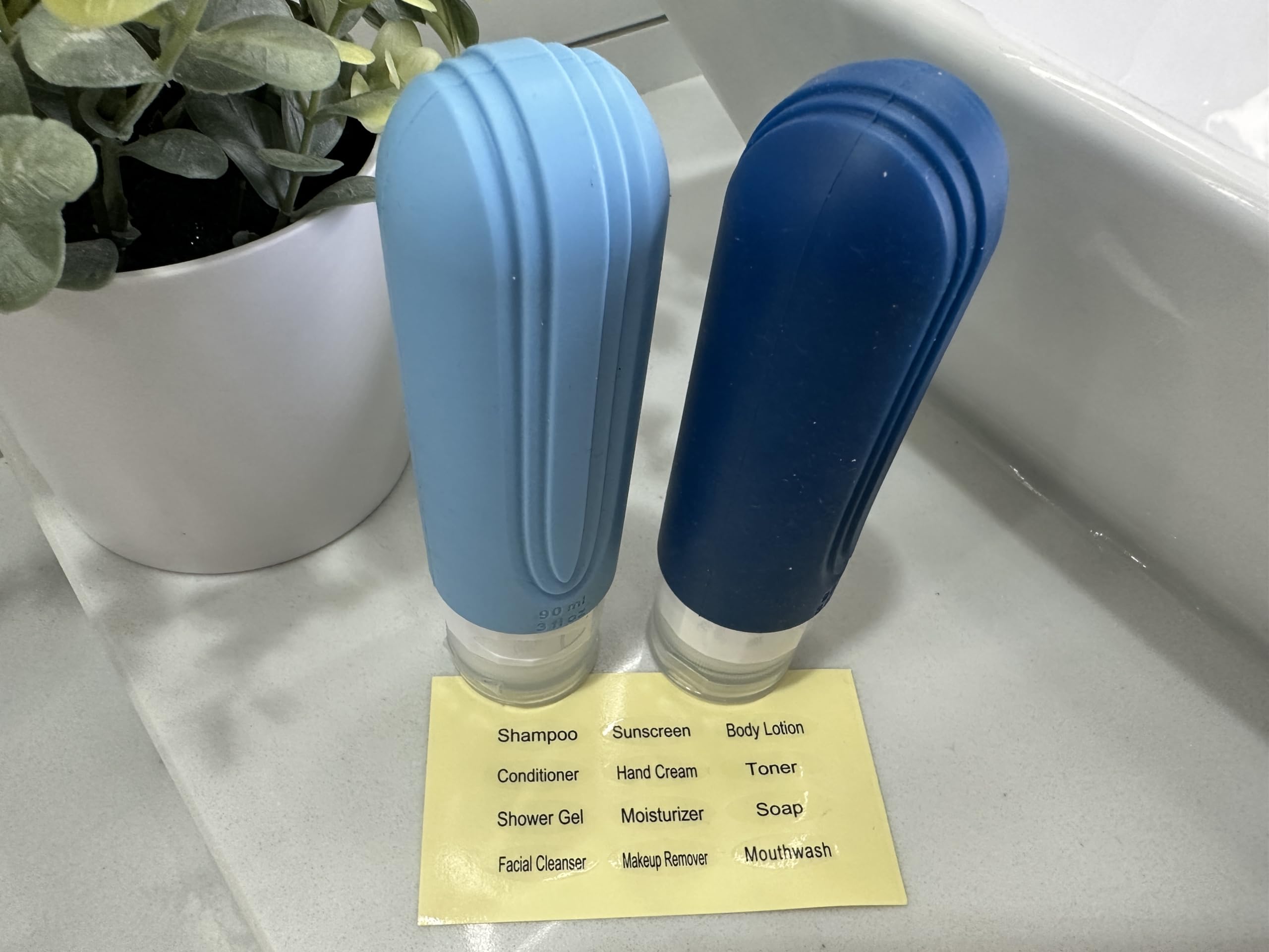 TSA Approved Travel Size Toiletries Containers - 4 Pack Leak Proof Silicone Shampoo Bottles (3 oz) for Refillable & Squeezable Liquid Storage | Perfect for Airplane Carry-On, Gym Bag, and Vacation Essentials