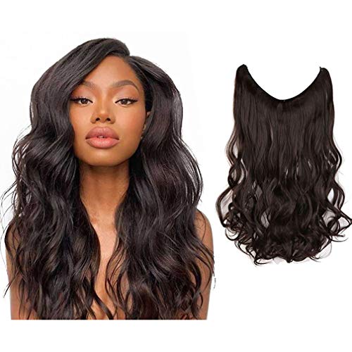 Drasawee 100g 15 Inch Light Brown Human Hair Extensions - Invisible Transparent Wavy Curly Hairpieces with Hidden Wire for Women | Natural Looking Hair Extensions for Daily Wear, Parties & Special Occasions