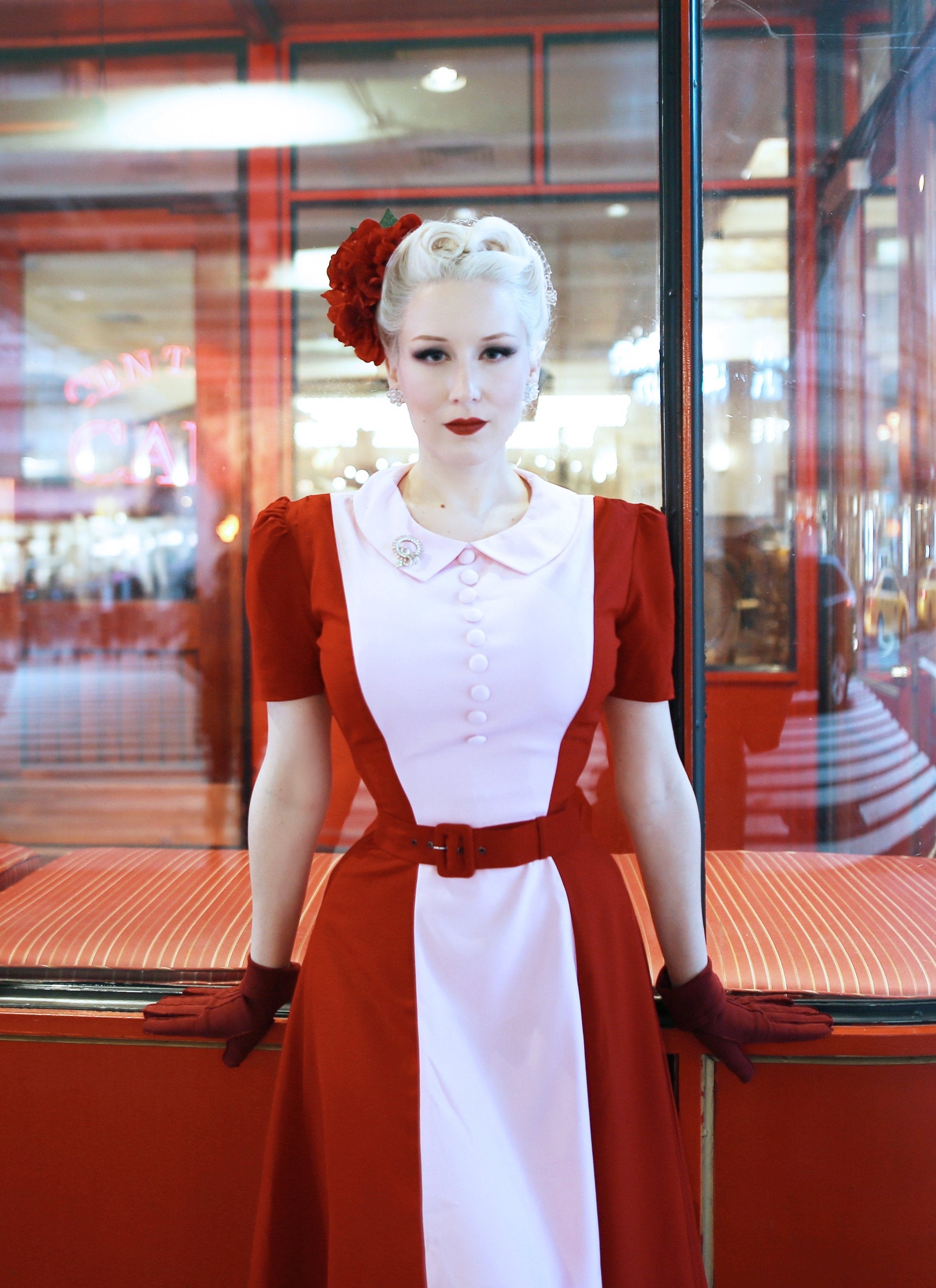 Vintage 1950s Inspired Swing Dress - Retro Two Tone Flared Skirt for Women | Perfect for Cocktail Parties, Dances & Themed Events