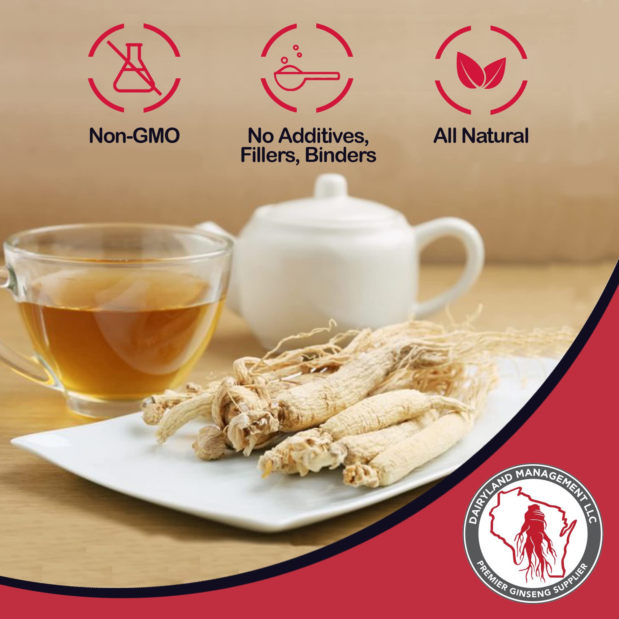 Premium Wisconsin American Ginseng Roots - 16 oz Pack of Authentic Non-GMO, Gluten-Free Whole Ginseng - Herbal Supplement for Tea, Soup & Congee - Boost Energy & Immunity Naturally - Perfect for Daily Wellness & Traditional Chinese Medicine