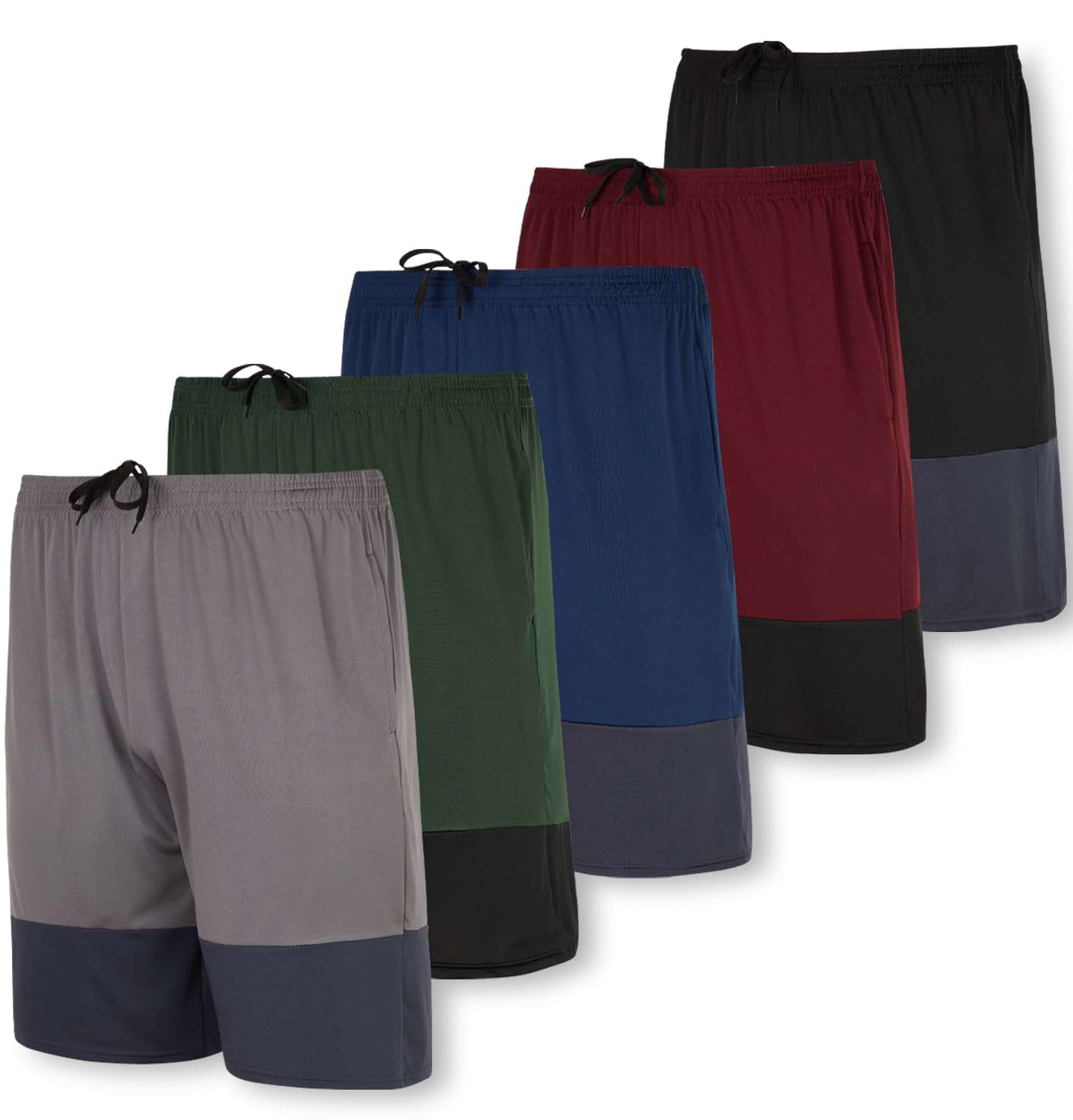 5 Pack Men's Quick Dry Athletic Shorts - Breathable Workout Running Gym Shorts with Pockets for Sports & Casual Wear | Bulk Pack for Active Lifestyle