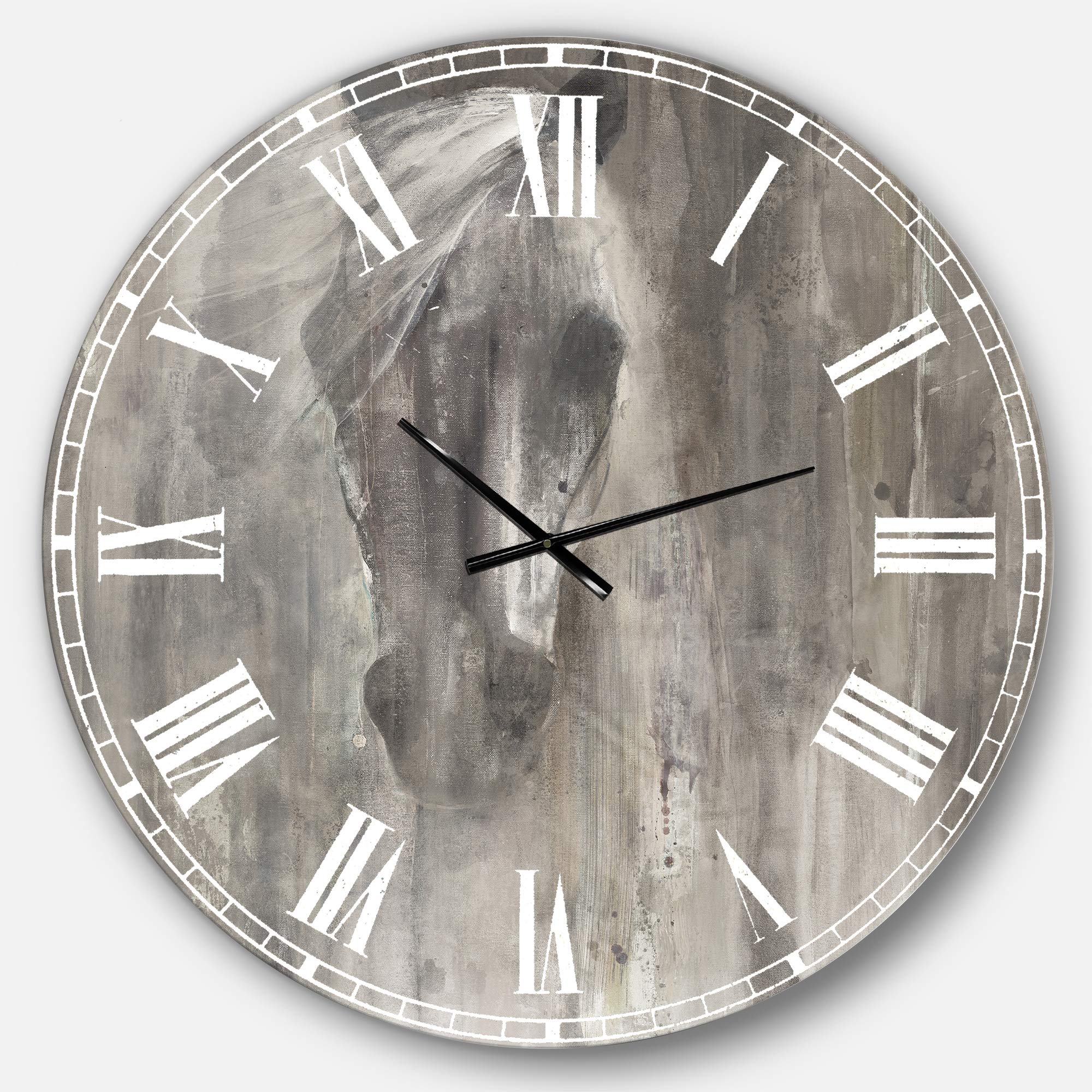 Designart Farmhouse Horse Wall Art & Decorative Metal Round Clock - Rustic Home Decor for Living Room, Bedroom, Office | Perfect for Country Style Interiors & Equestrian Lovers