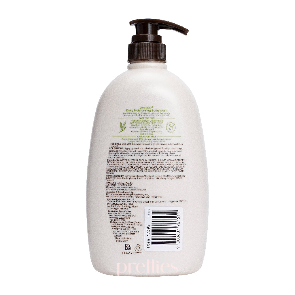 Aveeno Daily Moisturizing Body Wash for Dry Skin - 33.8 fl oz (1L) with Oat & Natural Ingredients - Gentle Hydrating Shower Gel for Sensitive Skin - Perfect for Daily Use at Home or Gym