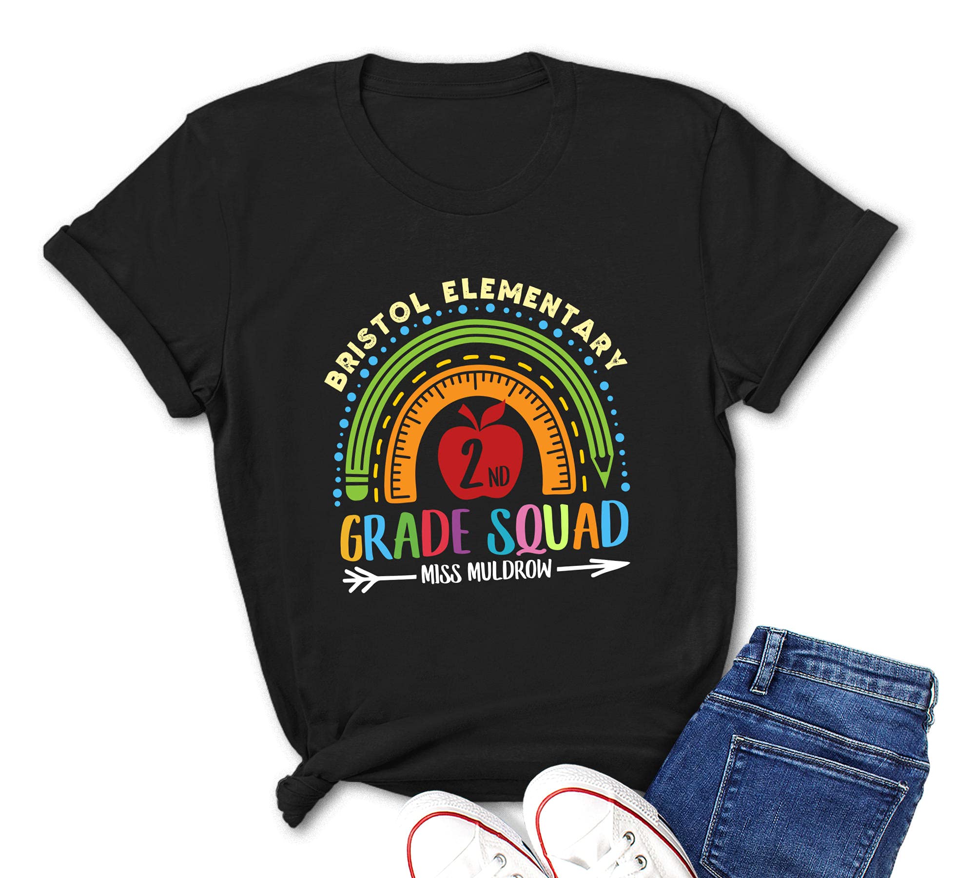Custom Personalized Teacher T-Shirt with Grade & Name - Back to School Gift for Men & Women - Leopard Print Casual Wear for Classroom, Appreciation Events & Teacher's Day