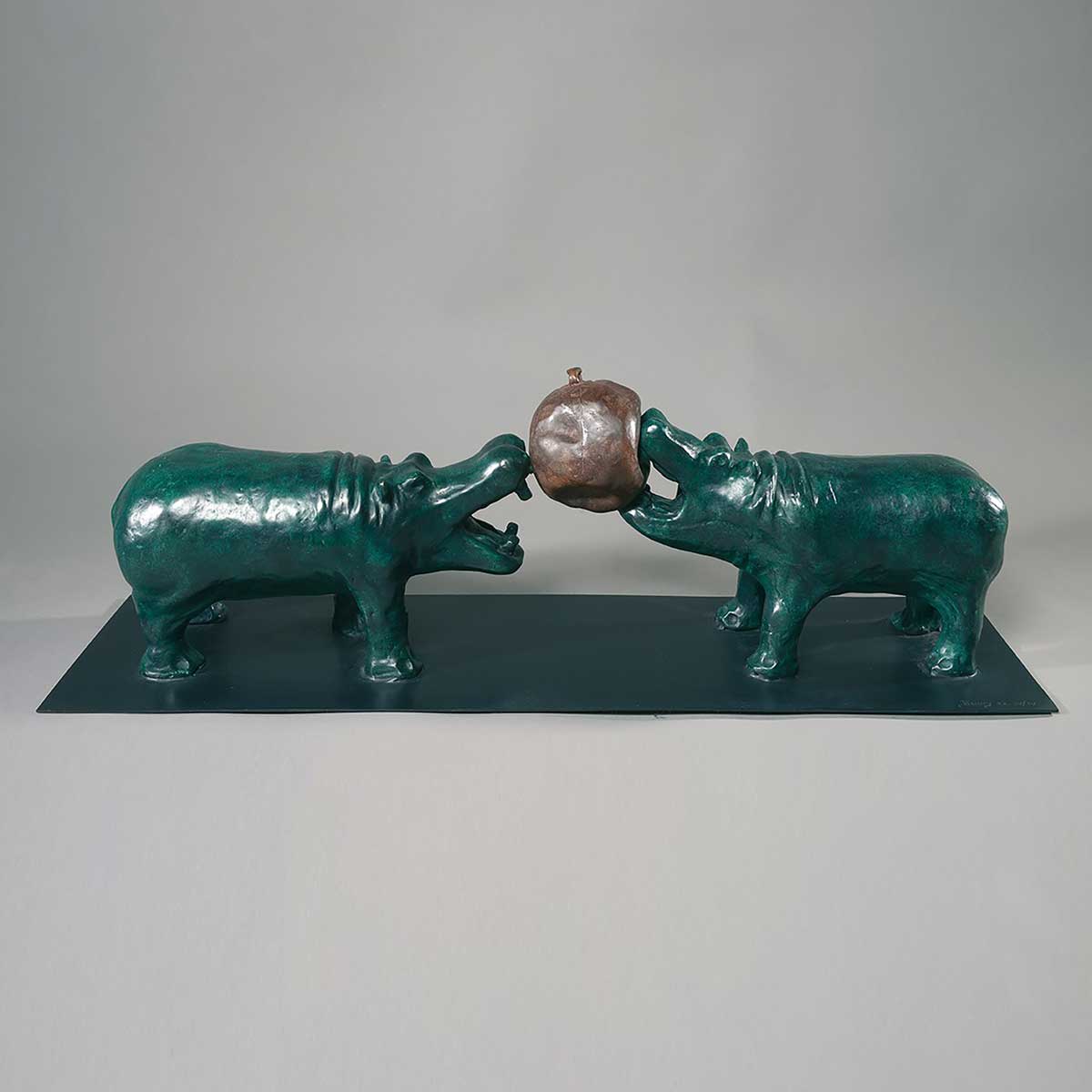 Two Hippos with Balloons - Cute Animal Figurines for Home Decor, Party Favors & Kids Room
