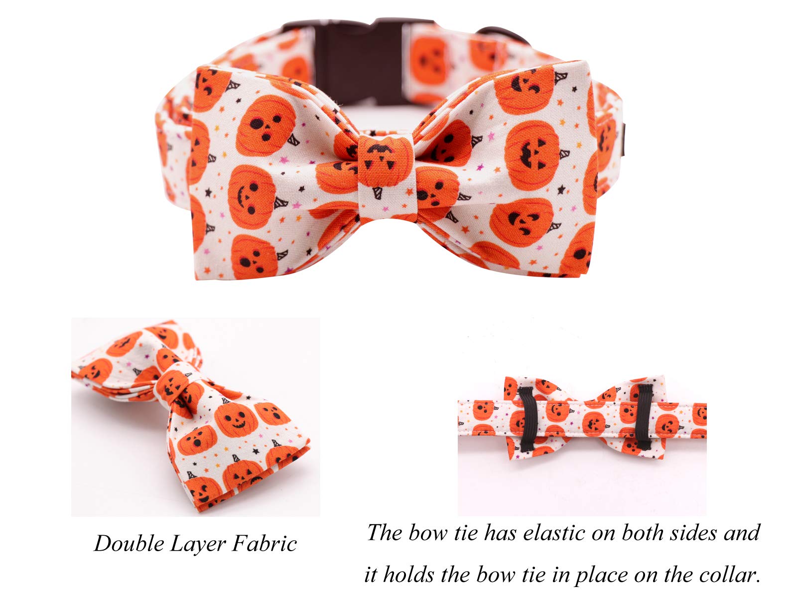 Lionet Soft Comfortable Halloween Bowtie Dog Collar with Metal Buckle - Adjustable 16-26in for X-Large Dogs - Perfect for Costume Parties, Pet Photos & Holiday Gifts