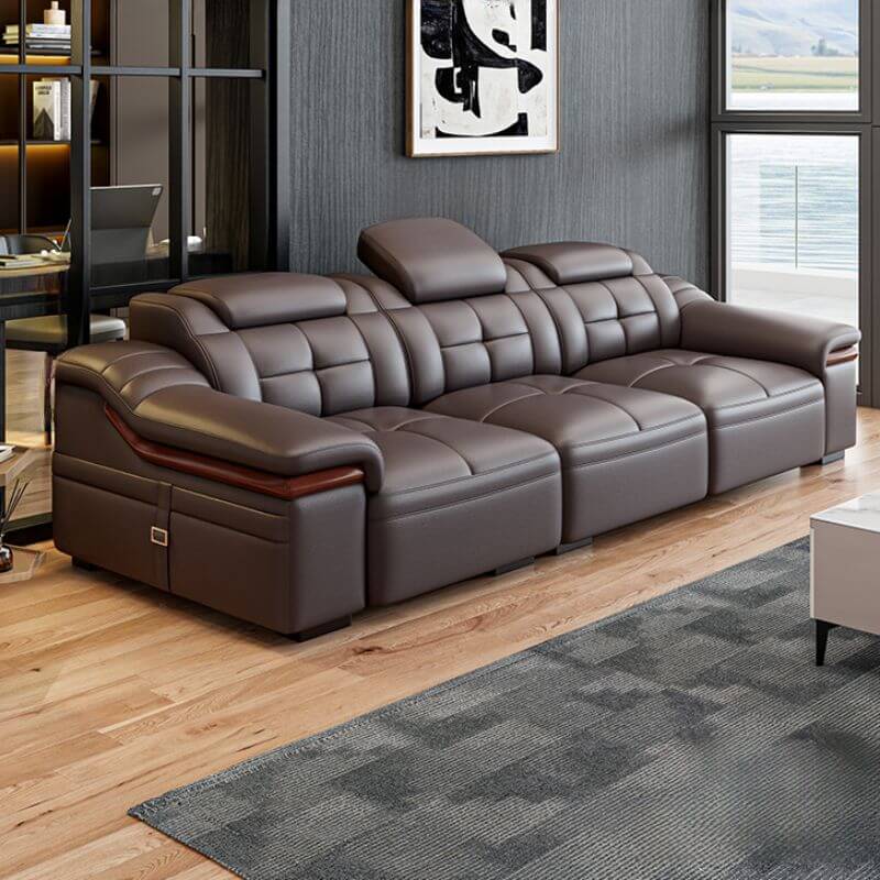L-Shaped Faux Leather Sofa Chaise - Stain Resistant Sectional Couch with Square Arms (2-Piece/3-Piece Set, Left-Facing) - Perfect for Living Rooms, Home Theaters, and Modern Apartments