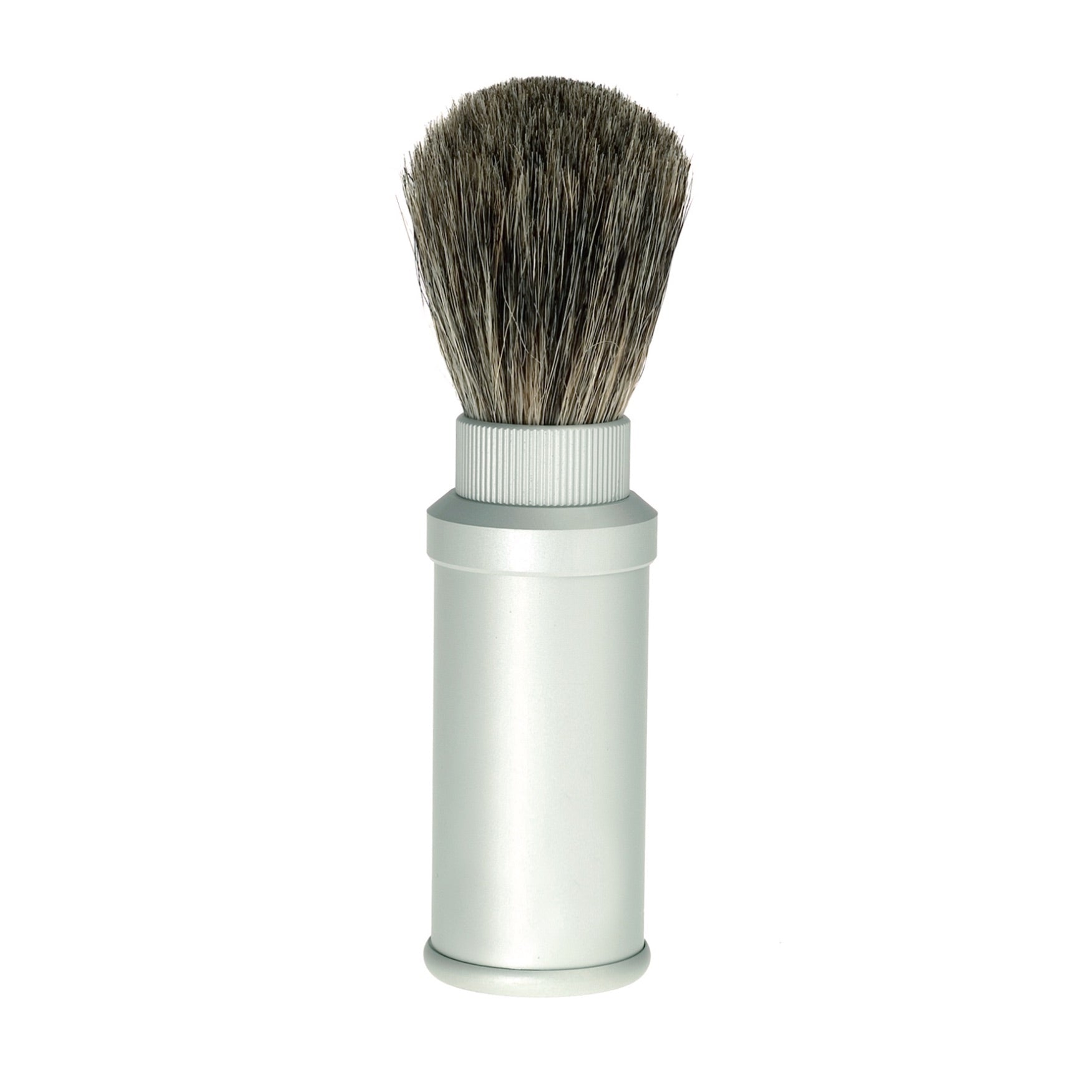 Premium Badger Hair Travel Shaving Brush with Aluminum Case - Compact & Portable for Men's Grooming On The Go, Perfect for Business Trips & Vacation Essentials