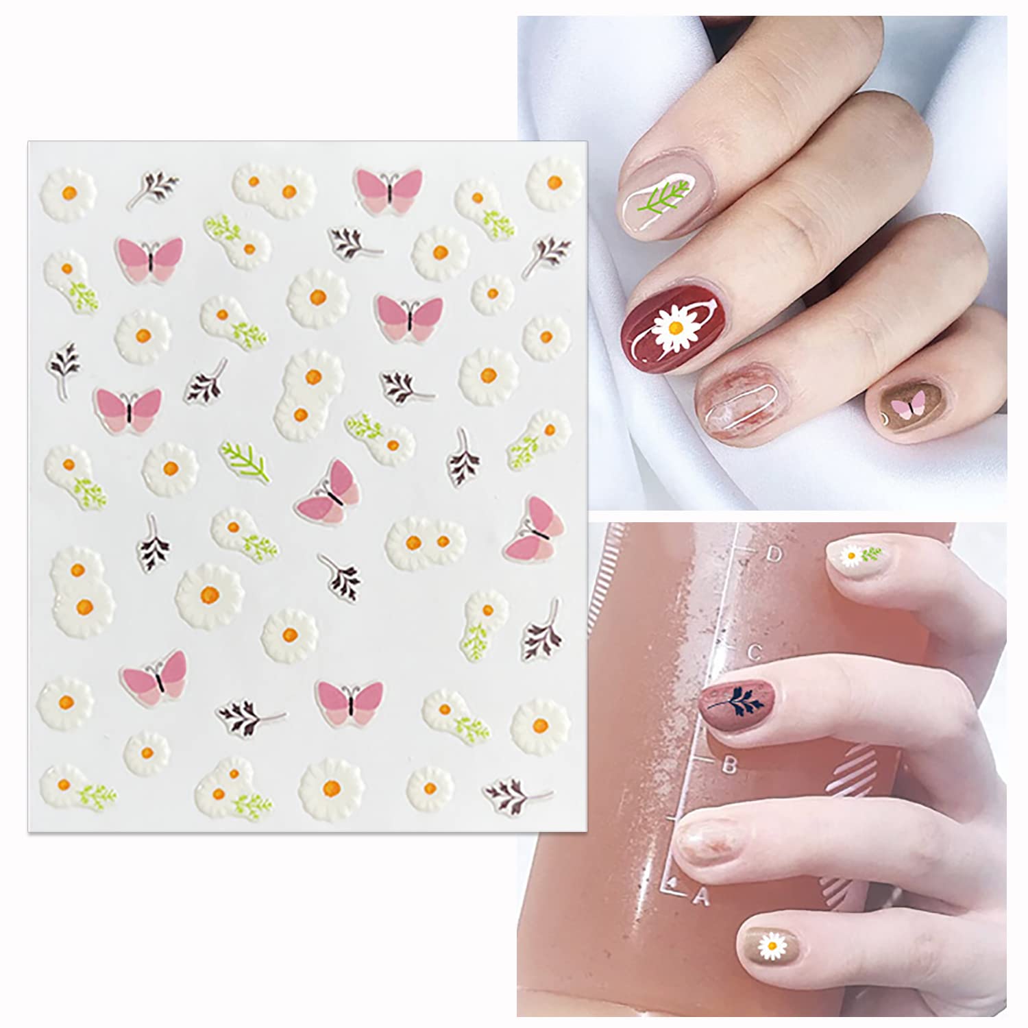 WOKOTO 12 Sheets Flower Nail Stickers for Kids - Cute Floral, Fruits & Cherry Nail Art Decals for Girls | Self-Adhesive Cartoon Nail Stickers | Perfect for Birthday Parties, Playdates & DIY Nail Art