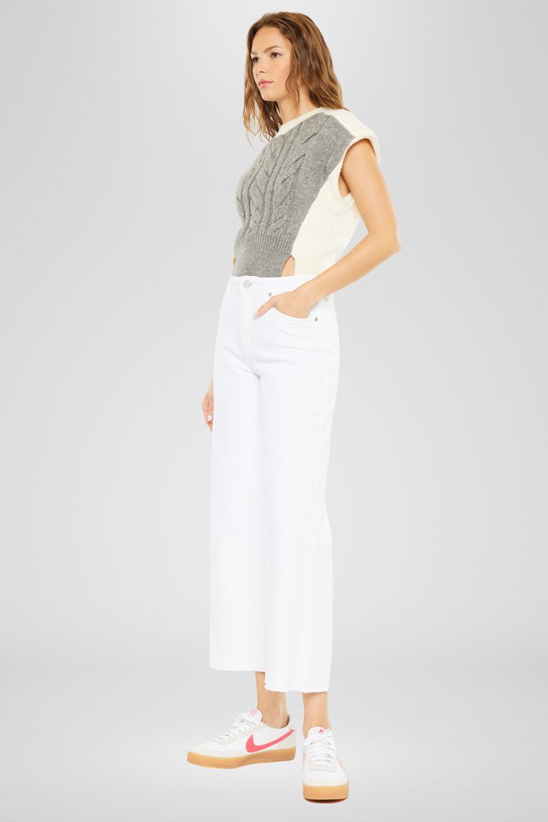 Dianella High Rise Crop Wide Leg Jeans for Women - Trendy Distressed Denim Pants for Casual Outfits & Streetwear Fashion