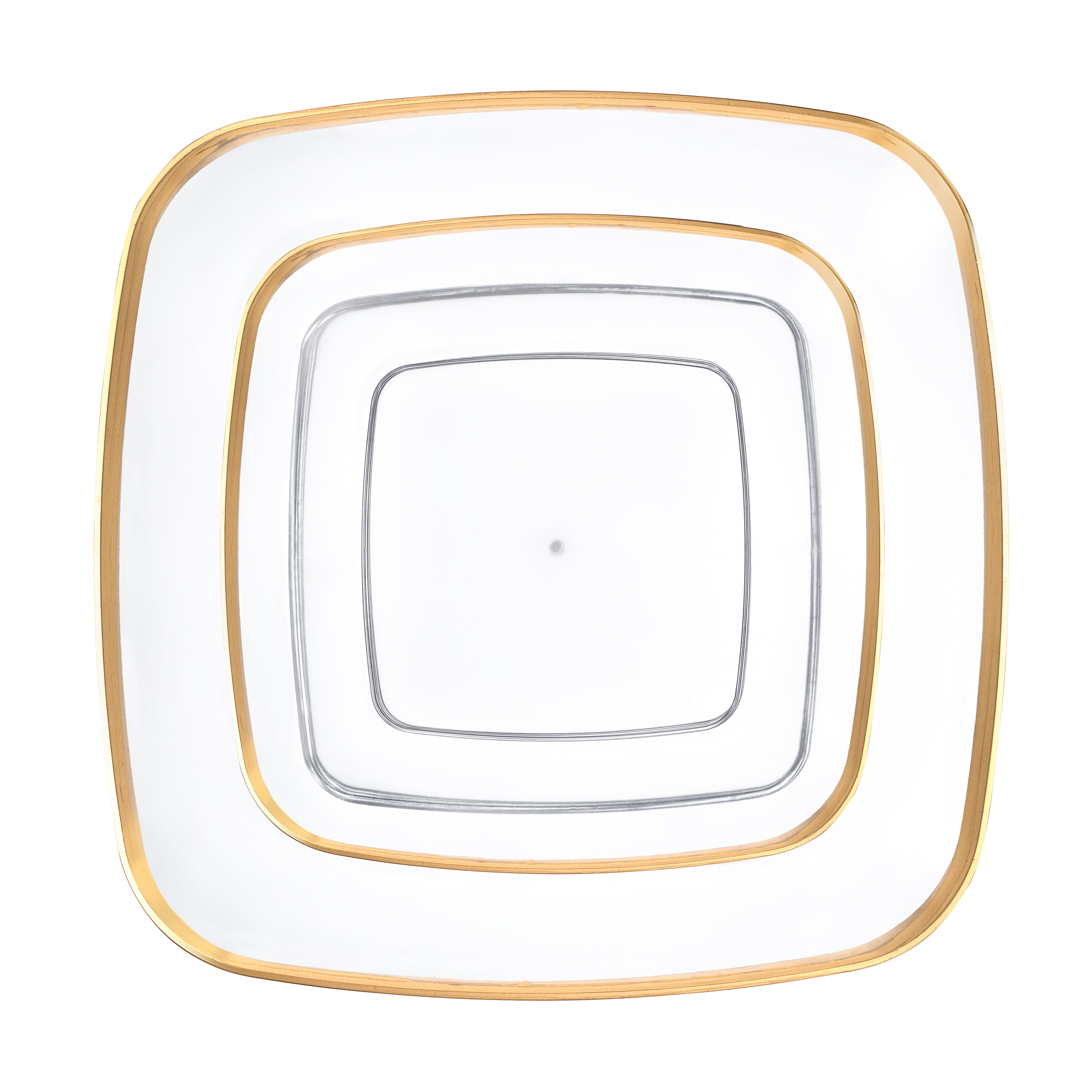 Clear and Gold Plastic Party Bundle - Classic Square Plates, Cups, and Cutlery Set for Birthday, Wedding, and Holiday Celebrations - Perfect for Festive Gatherings and Special Events