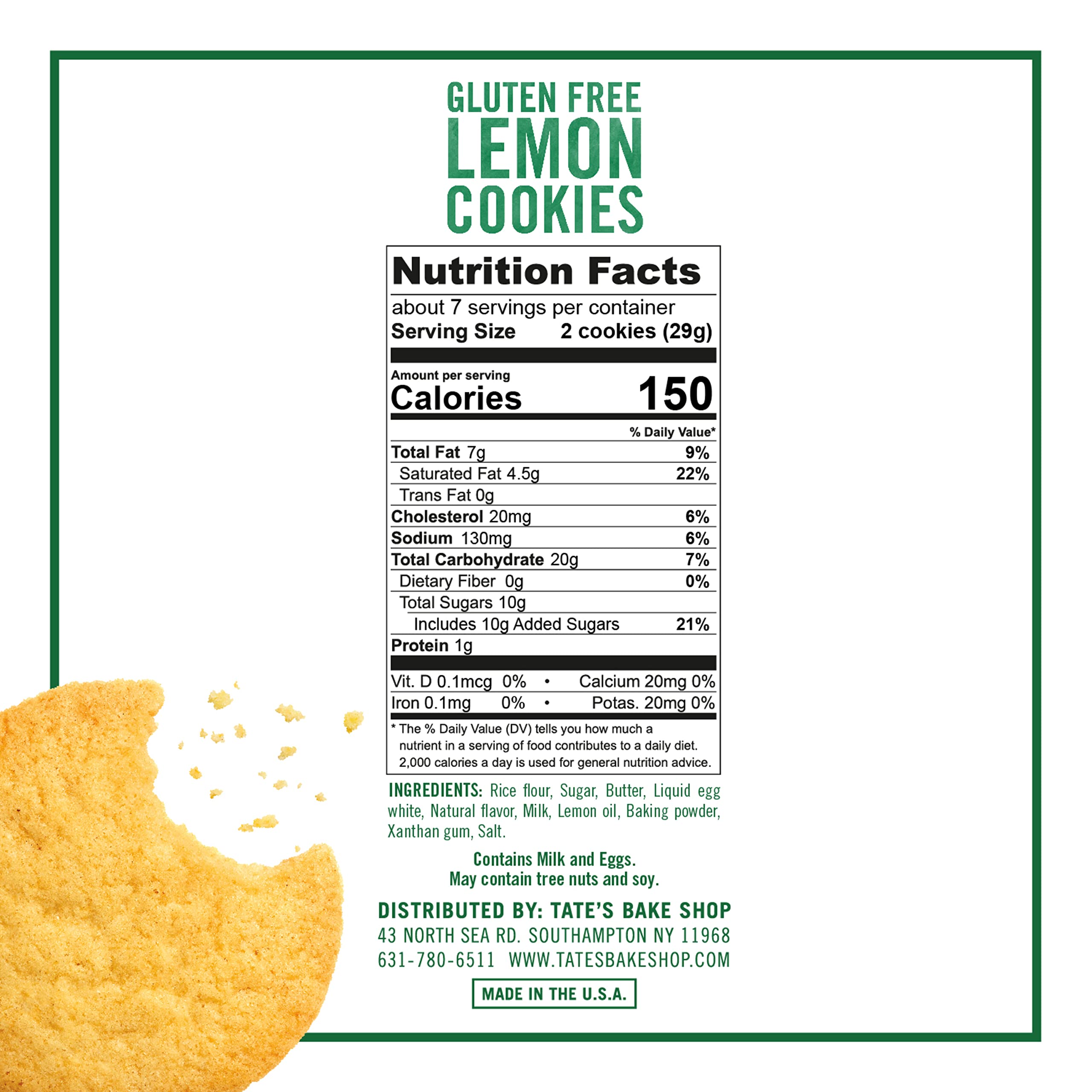 Tate's Bake Shop Gluten Free Lemon Cookies - 4 Pack (7 oz Each) | Delicious Gluten-Free Snacks for School, Office & Travel