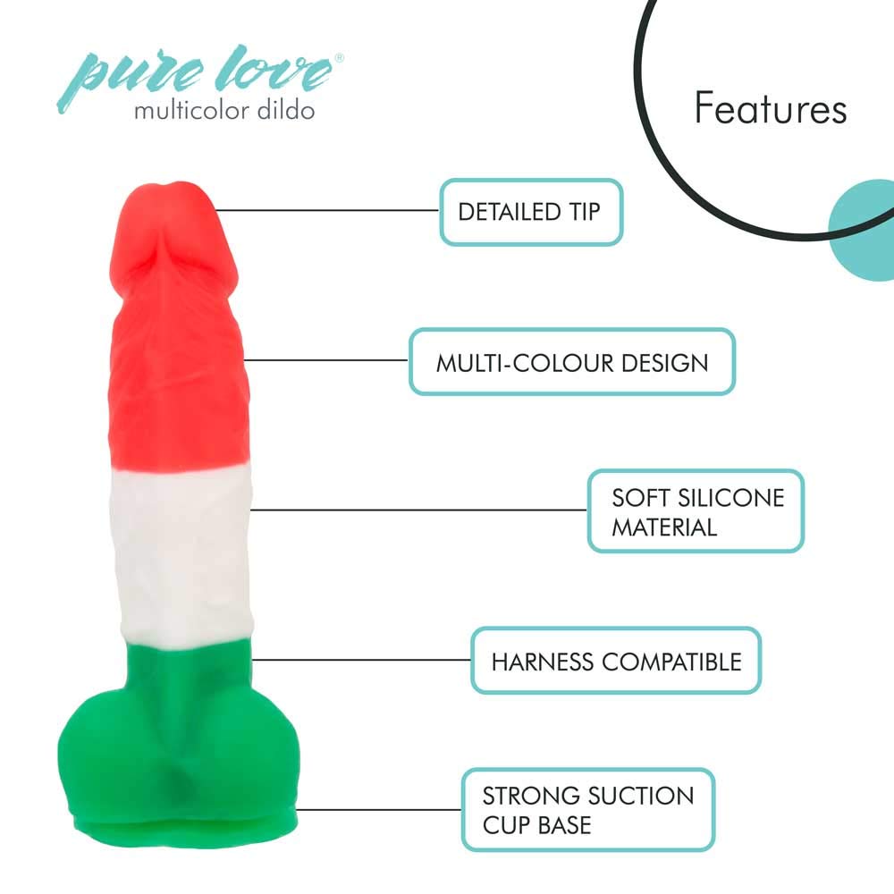 7 Inch Multicolor Silicone Dildo with Strong Suction Cup - Harness Compatible Adult Sex Toy for Couples & Solo Play - Waterproof & Body-Safe for Shower, Bedroom & BDSM Scenes