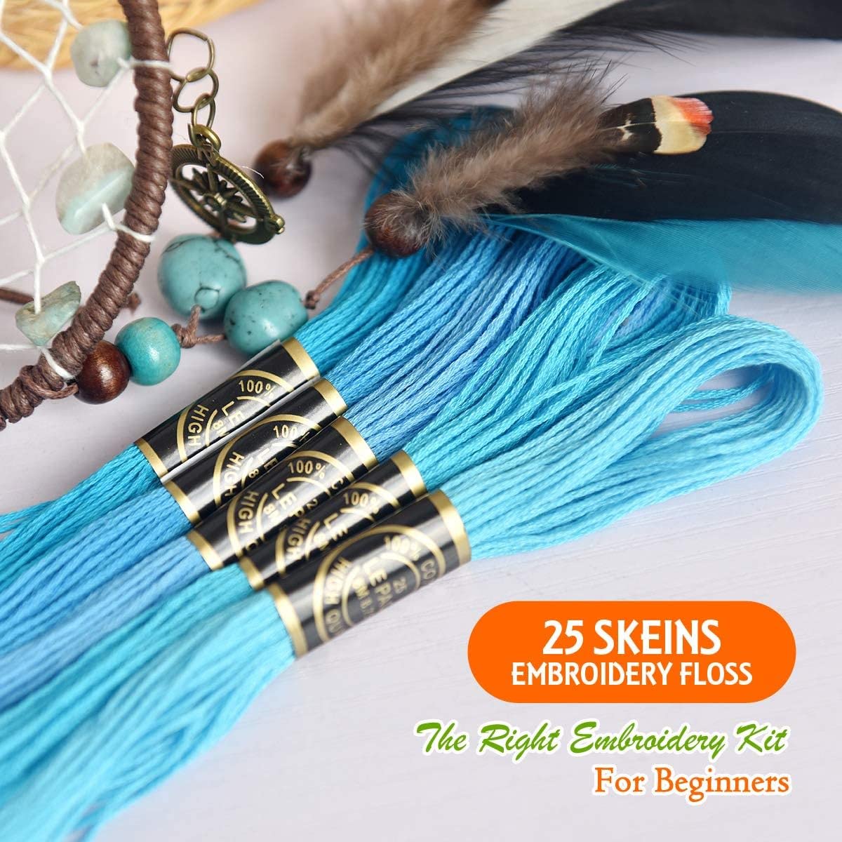 Vibrant Rainbow Embroidery Floss Kit - 25 Skeins for Cross Stitch, Friendship Bracelets & Hand Embroidery - Premium Craft Thread for DIY Projects, Scrapbooking & Home Decor