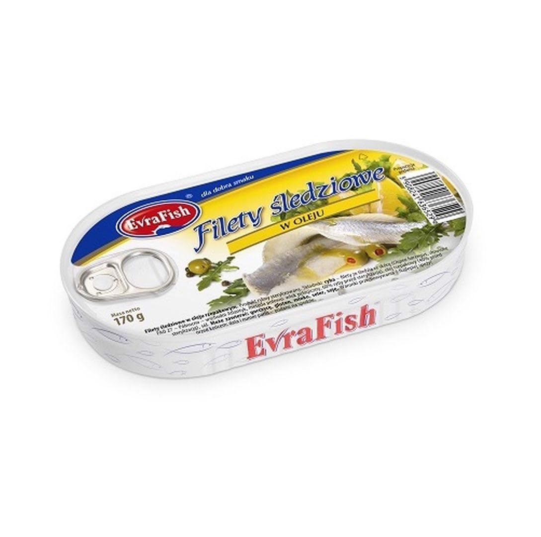 EvraFish Herring Fillet in Oil 170g - Premium Canned Fish for Salads, Sandwiches & Quick Meals - High Protein & Omega-3 Rich Snack