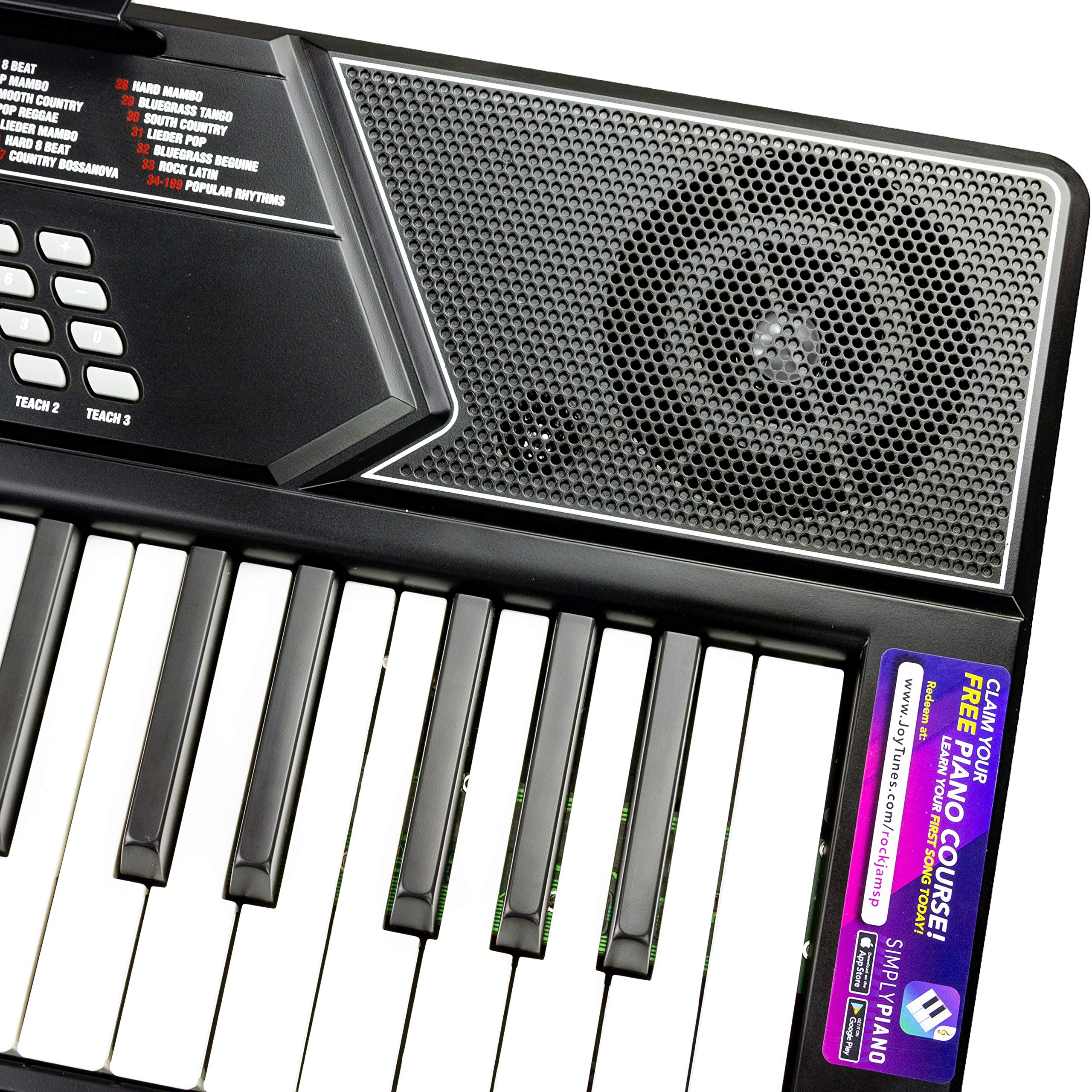 RockJam 61-Key Electronic Keyboard Piano with Stand, Bench, Headphones, Pitch Bend Kit & Simply Piano App - Perfect for Beginners, Home Practice & Music Lessons