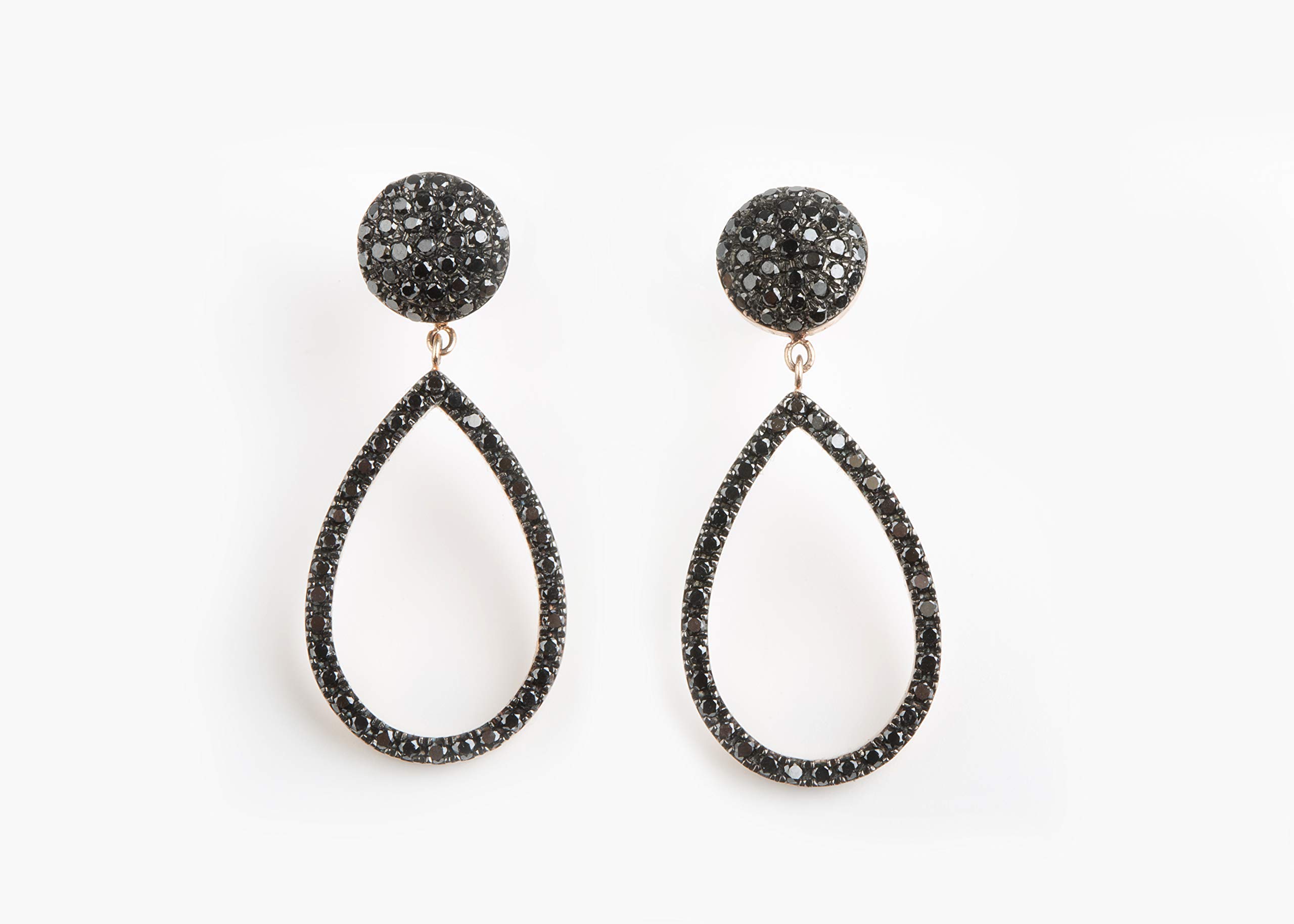 Elegant Jewelry Box - Women's Unique Diamond Dangle Earrings in Solid 9K, 14K & 18K Gold - Black Diamond Drop Earrings for Weddings, Parties & Special Occasions | Perfect Gift for Her