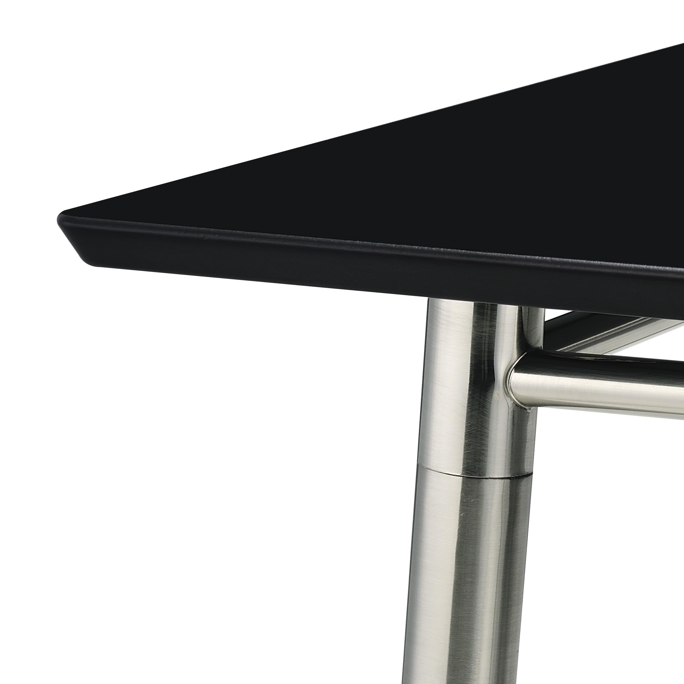 Modern Rectangle Coffee Table Black Top Brushed Nickel for Living Room