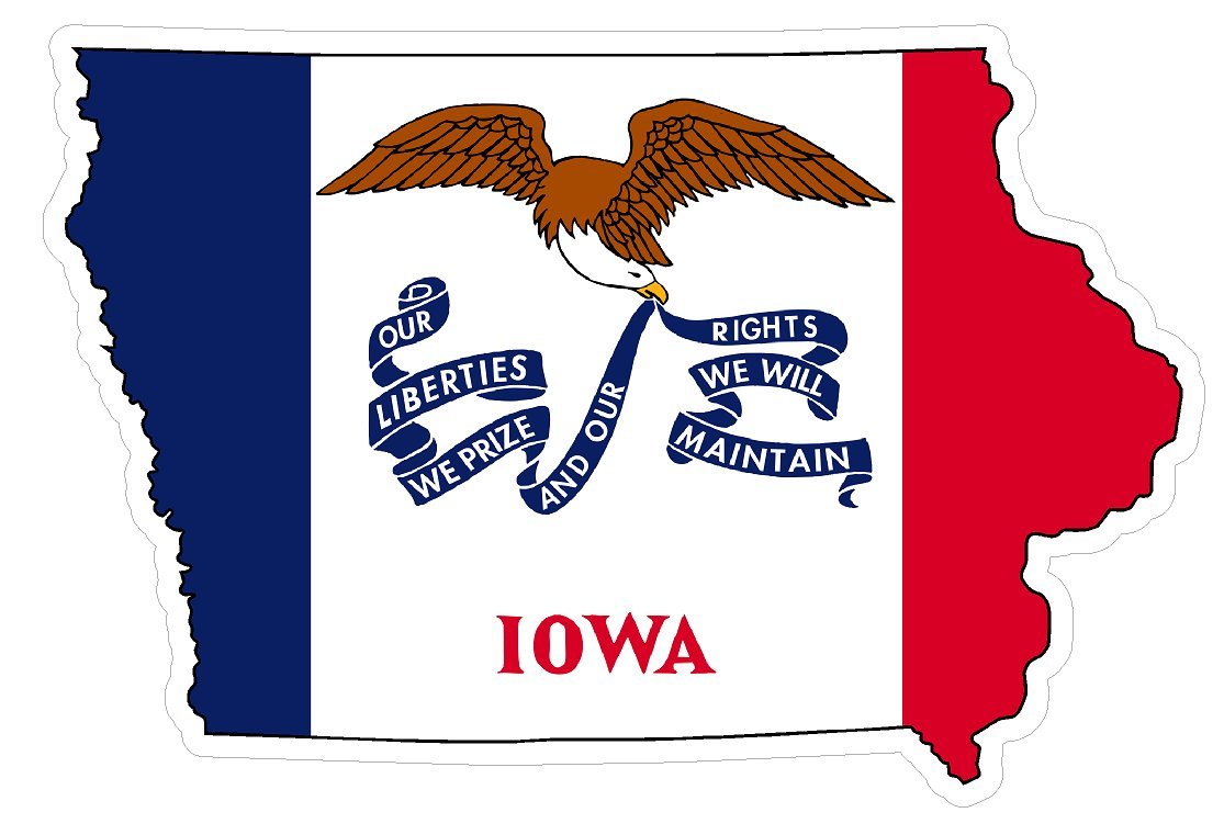 Premium Iowa State Distressed Flag Vinyl Decal - American State Pride Sticker for Cars, Trucks, Windows, Laptops - USA Flag Black & White Design - Waterproof 5